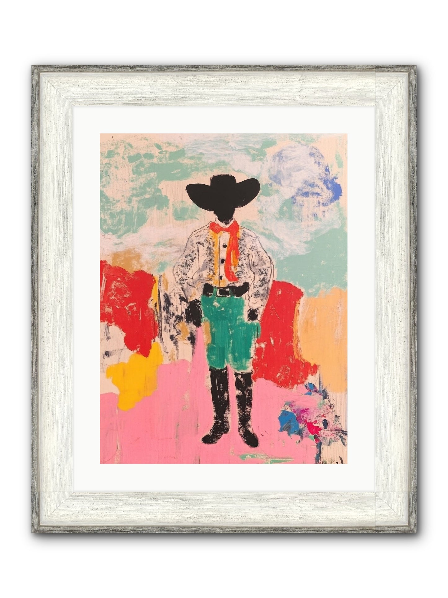 Bronco Buster Framed Print - Driftwood White 18x24
