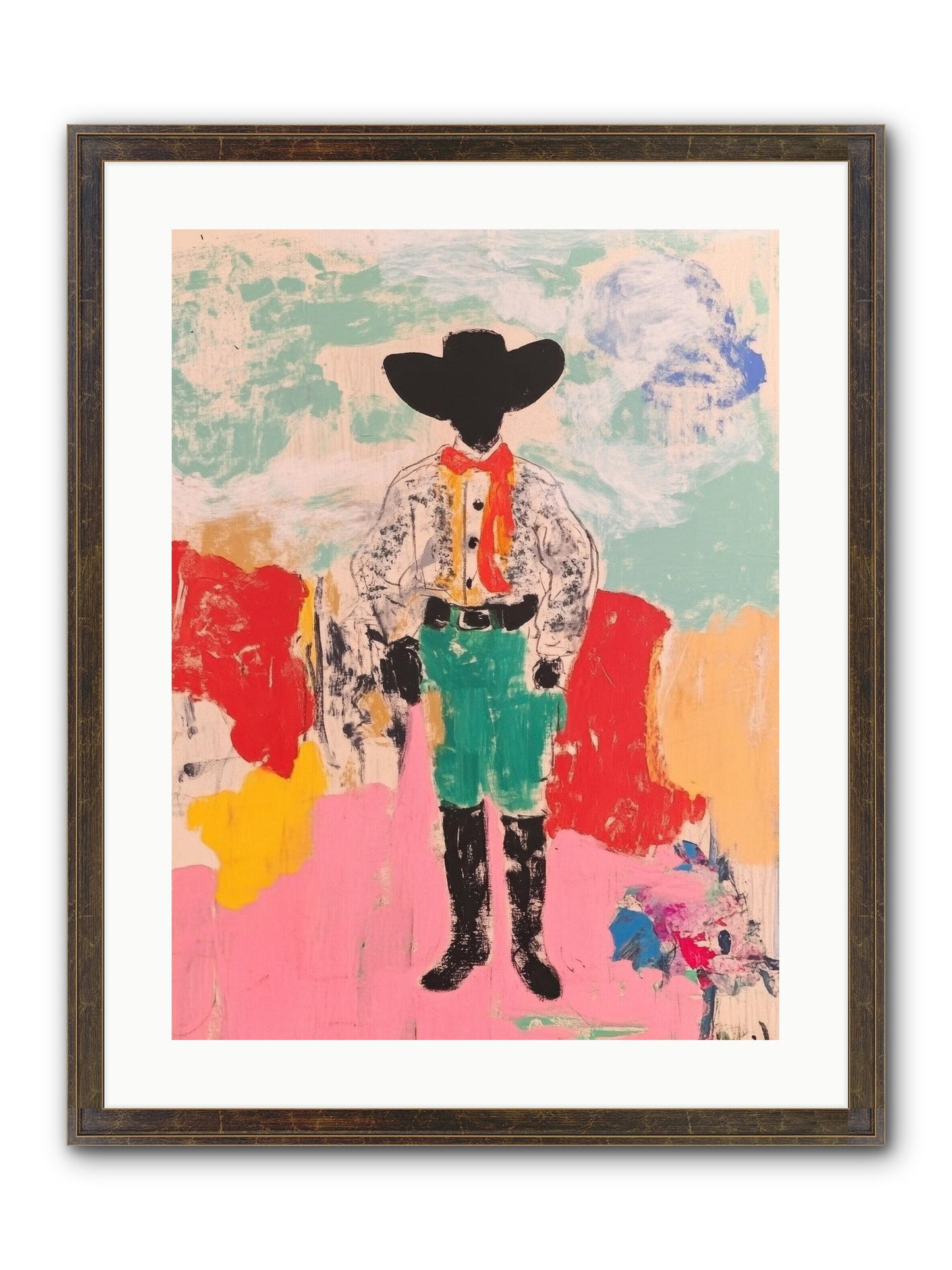 Bronco Buster Framed Print - Slimwoods Black/Gold 18x24