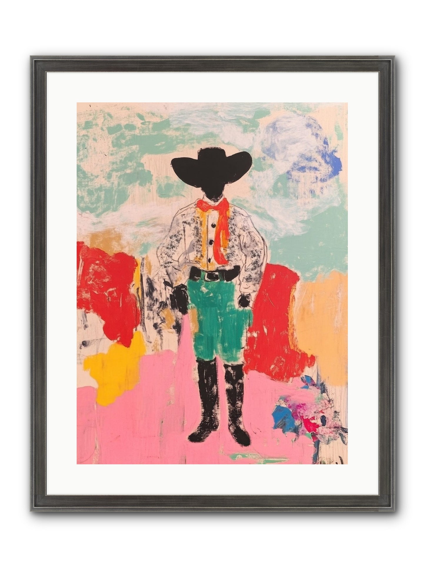 Bronco Buster Framed Print - Slimwoods Black/Silver 18x24