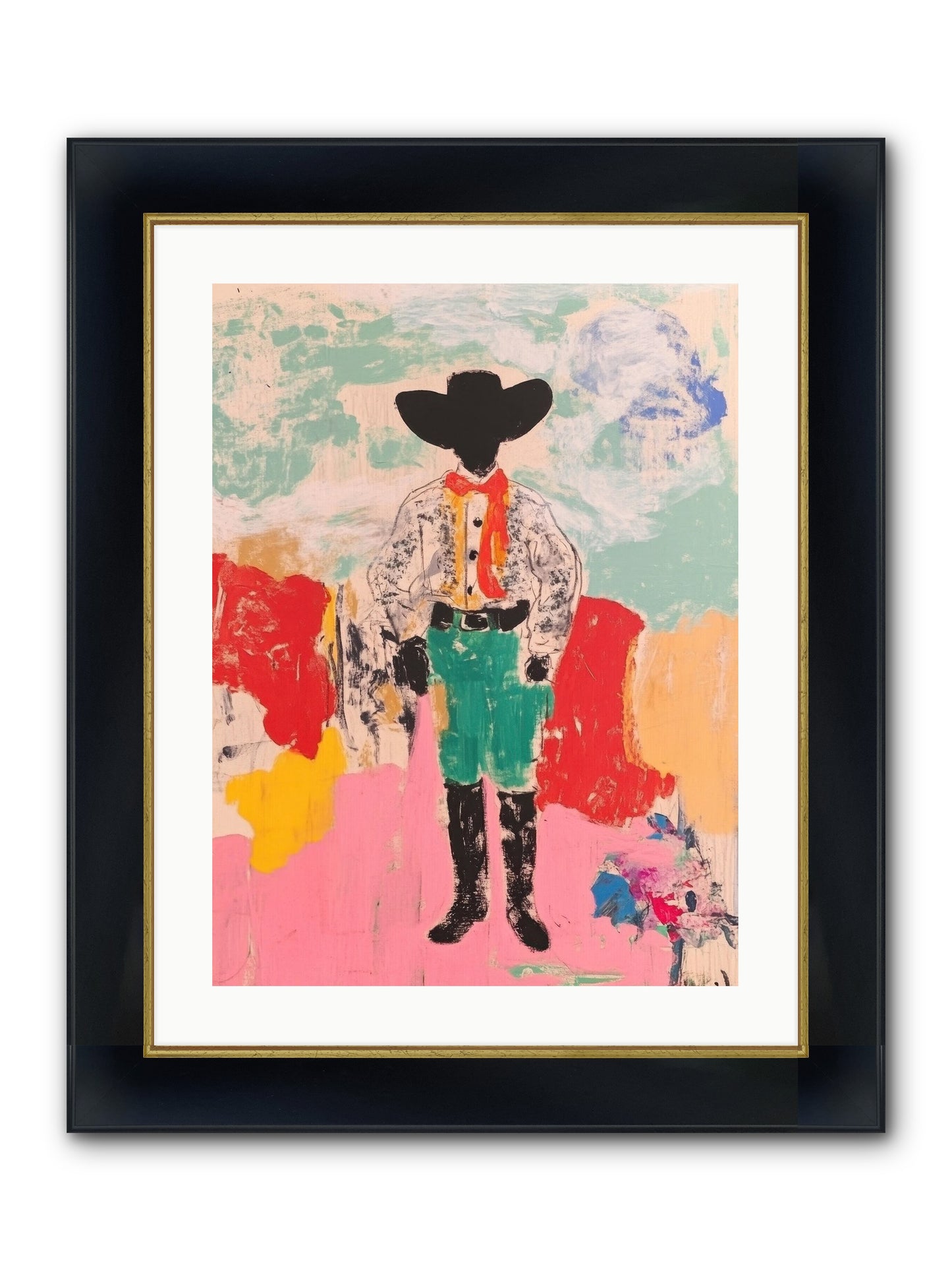 Bronco Buster Framed Print - Wide Black w/Gold 18x24