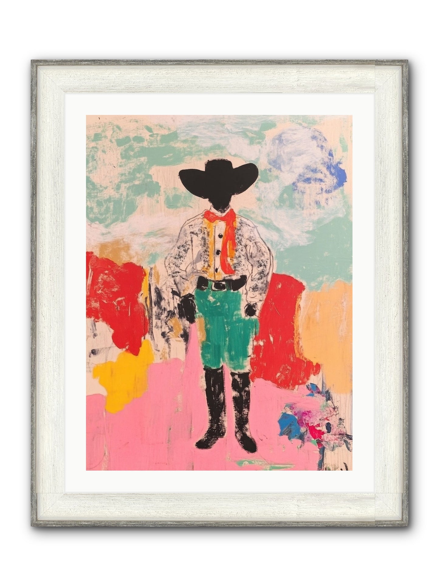 Bronco Buster Framed Print - Driftwood White 24x32