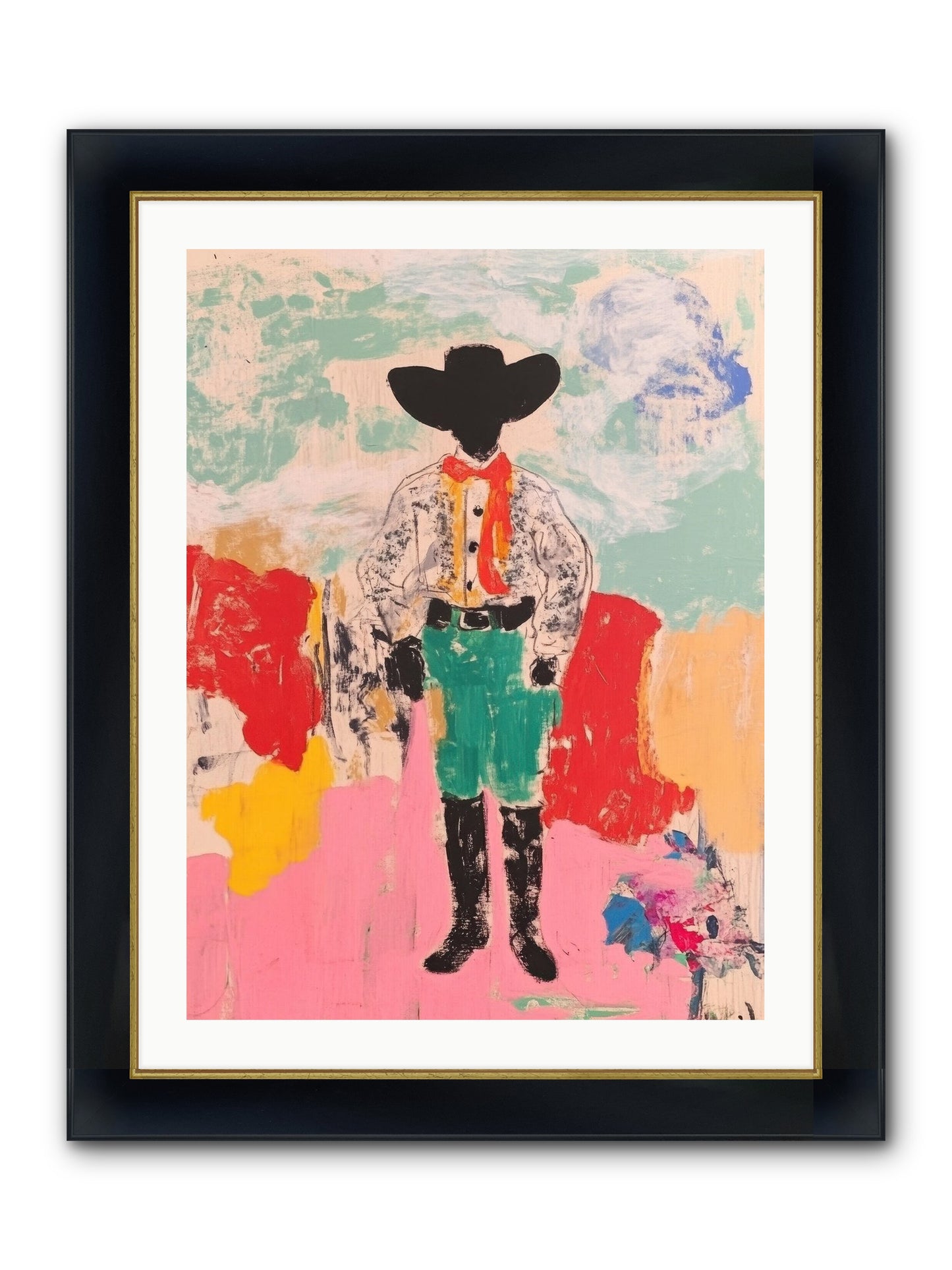 Bronco Buster Framed Print - Wide Black w/Gold 24x32
