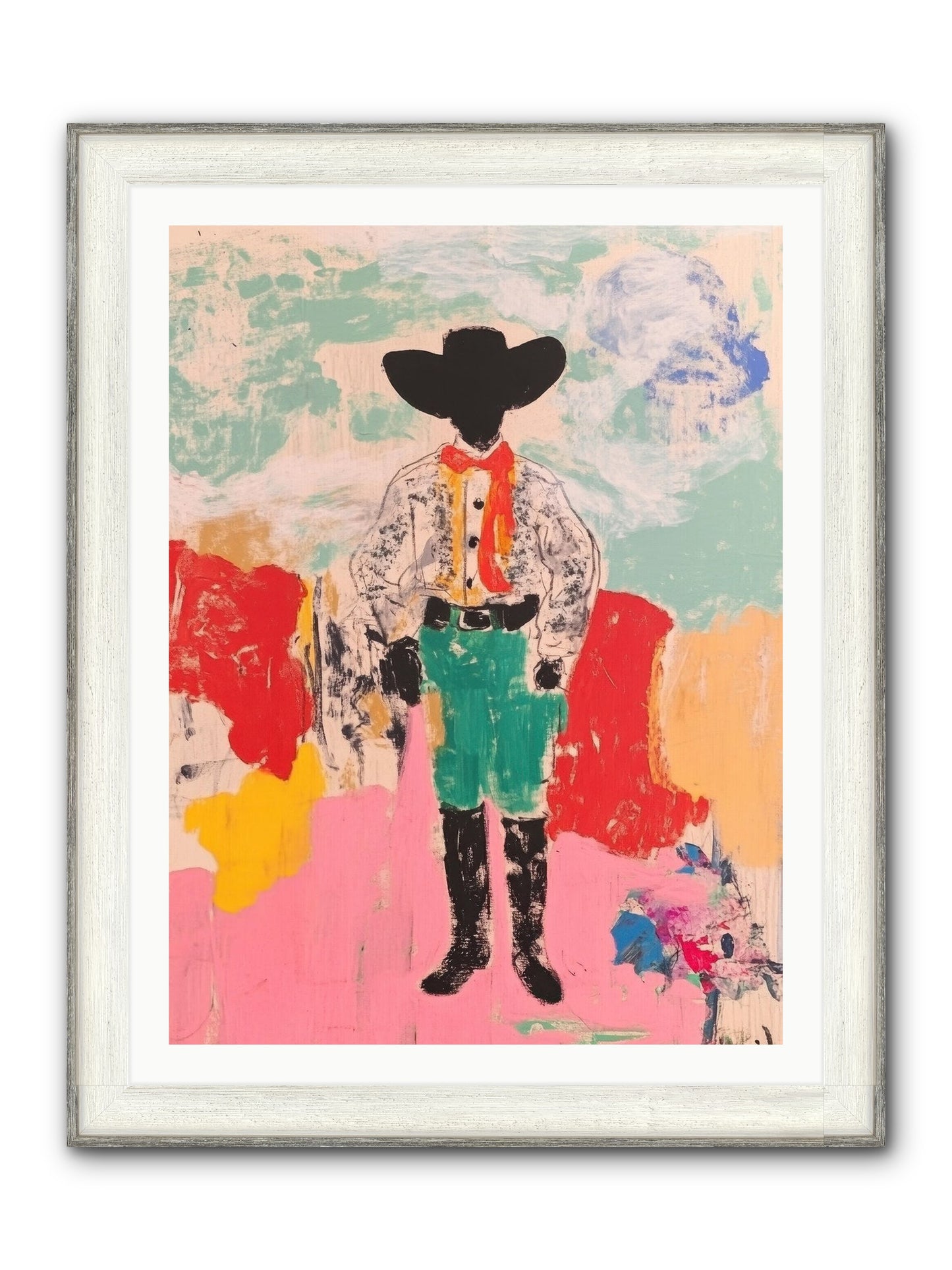 Bronco Buster Framed Print - Driftwood White 30x40