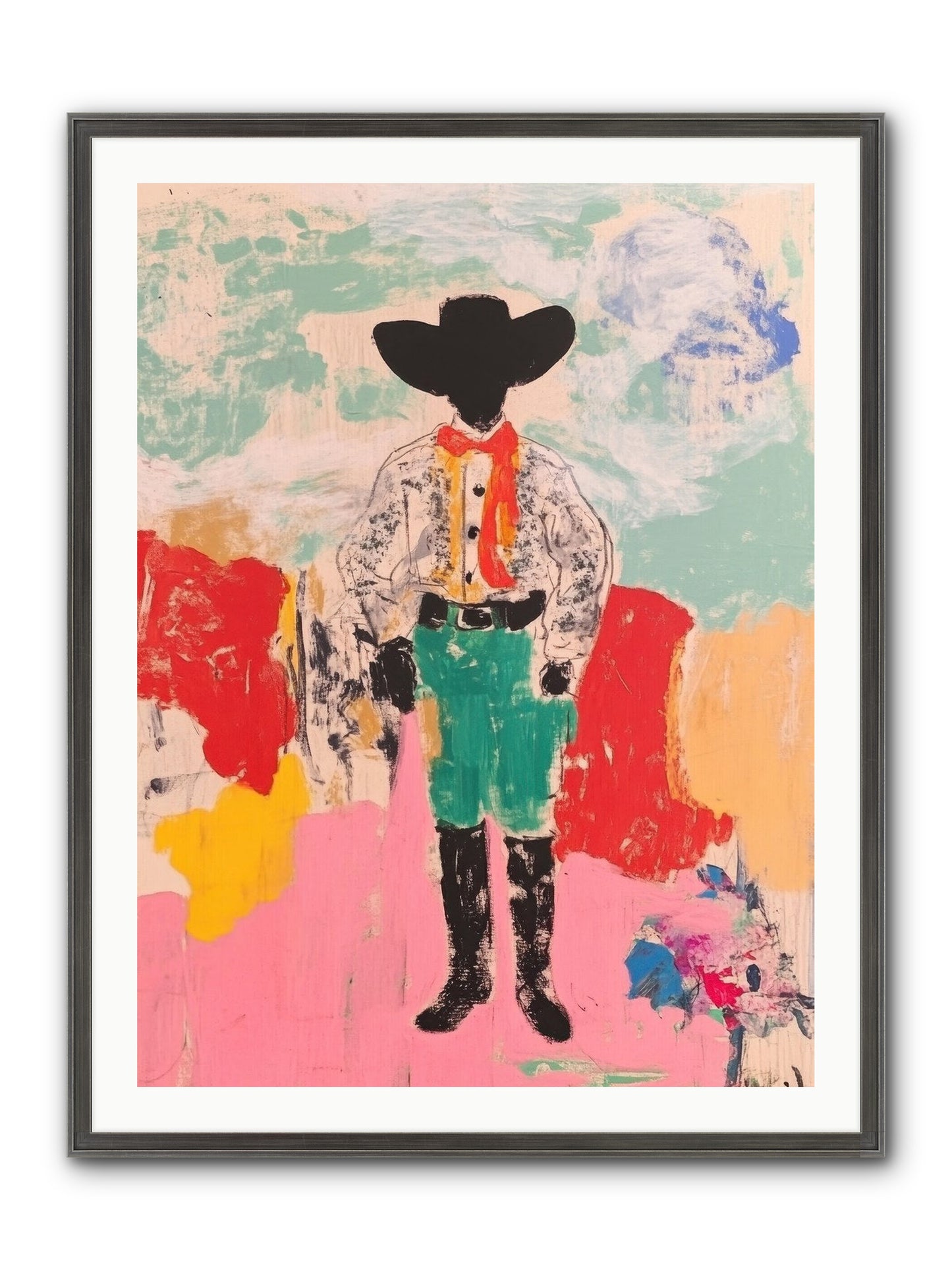 Bronco Buster Framed Print - Slimwoods Black/Silver 30x40