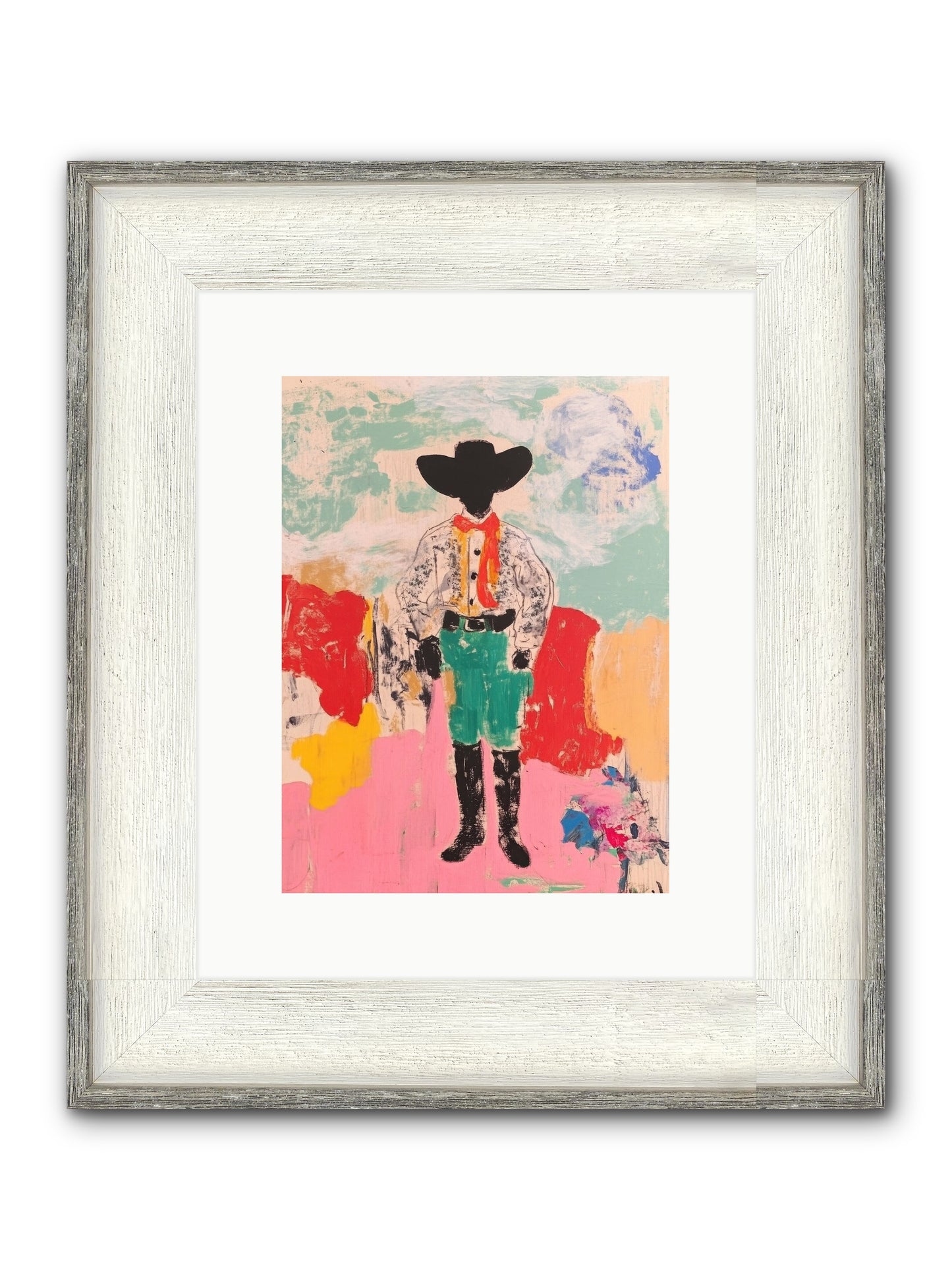 Bronco Buster Framed Print - Driftwood White 9x12
