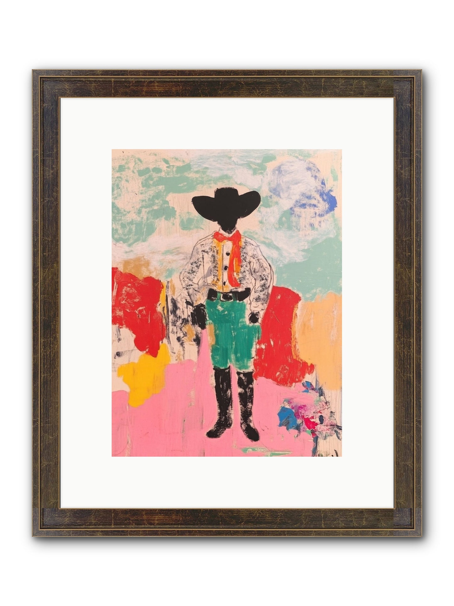 Bronco Buster Framed Print - Slimwoods Black/Gold 9x12