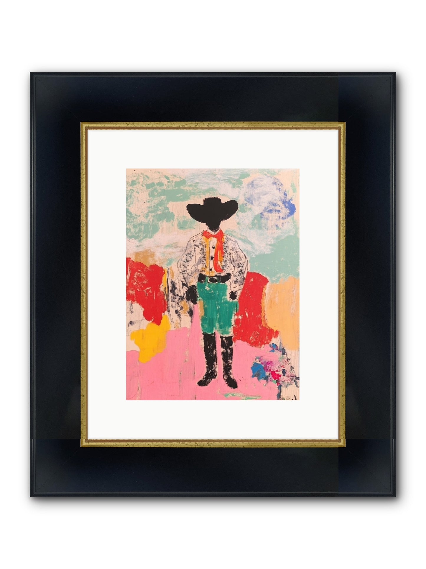 Bronco Buster Framed Print - Wide Black w/Gold 9x12