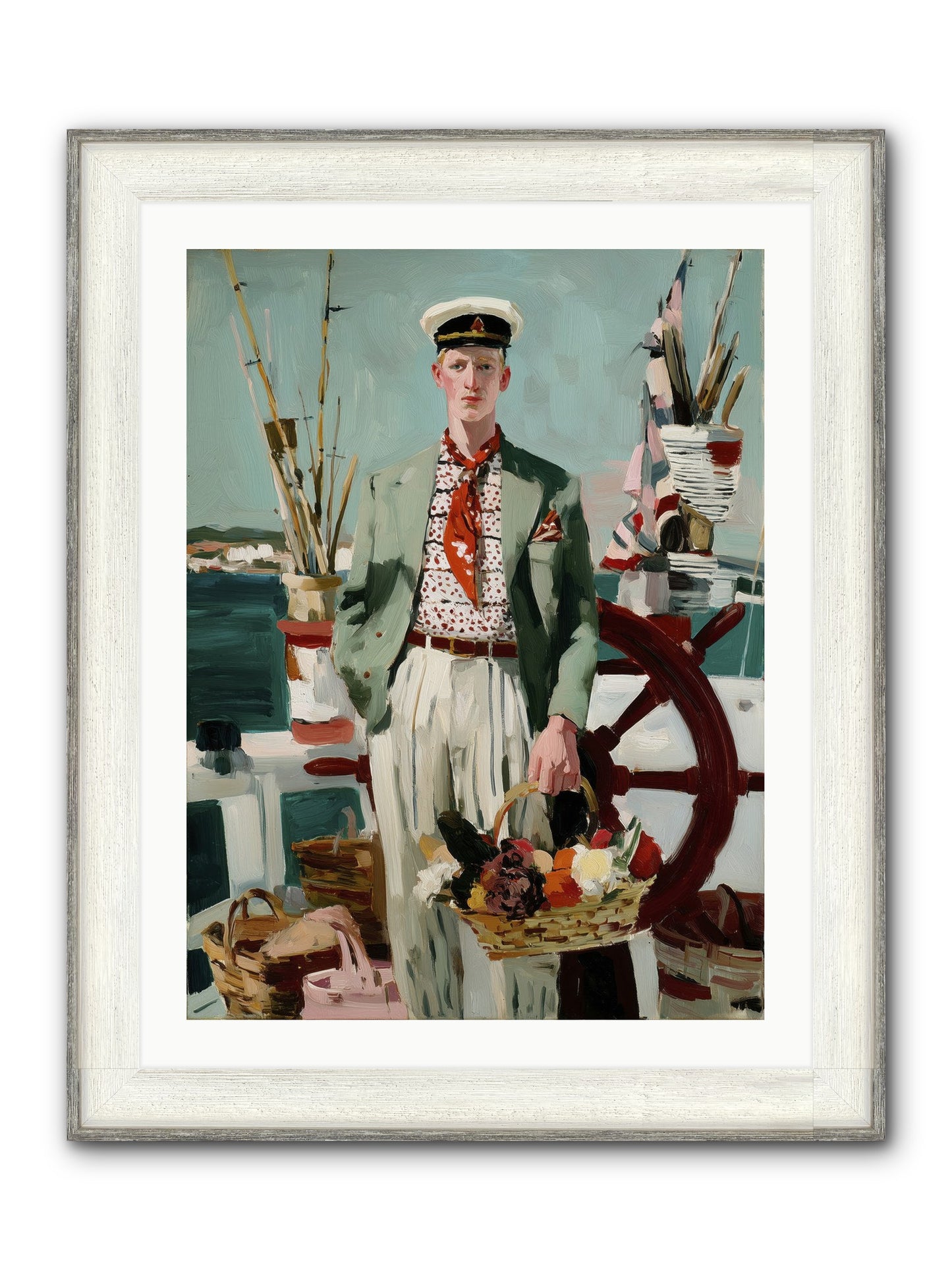 Brothers In Storms Framed Print - Driftwood White 24x32