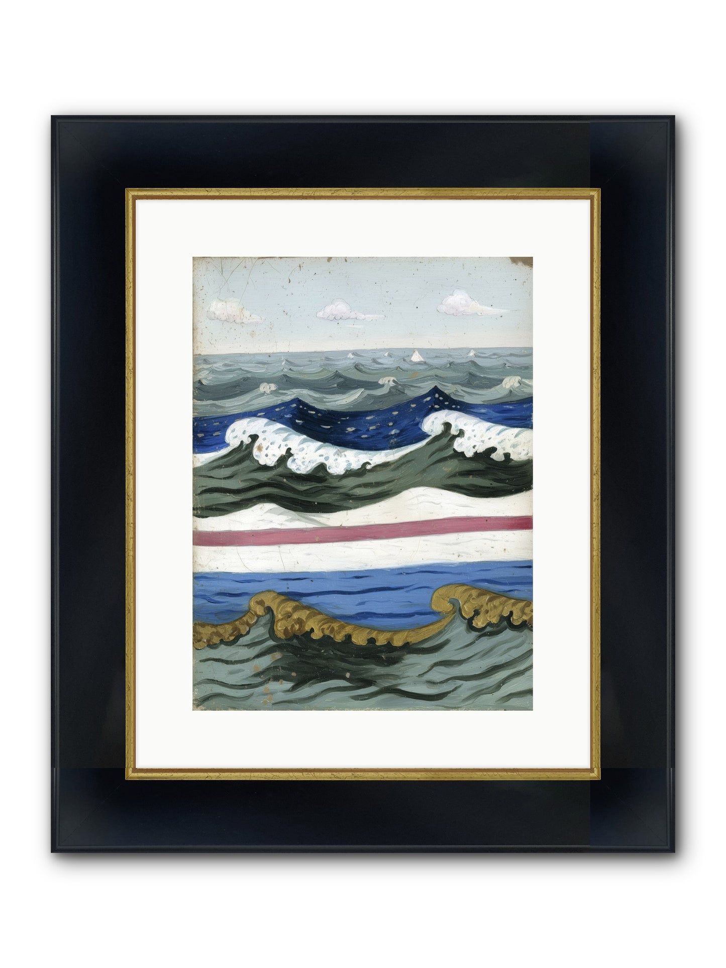 Brushed Horizon Framed Print - Wide Black w/Gold 12x16