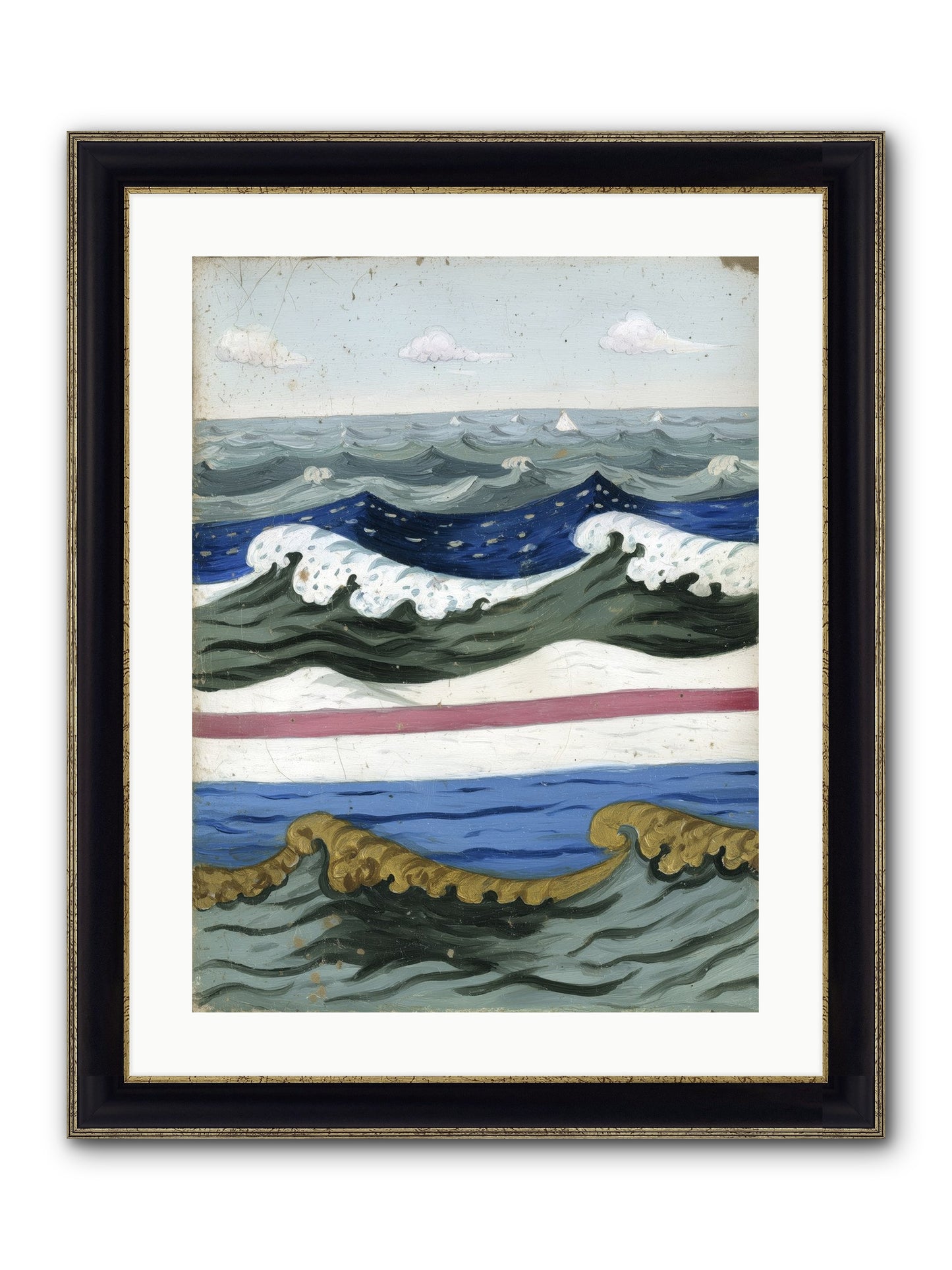 Brushed Horizon Framed Print - Black & Gold 18x24