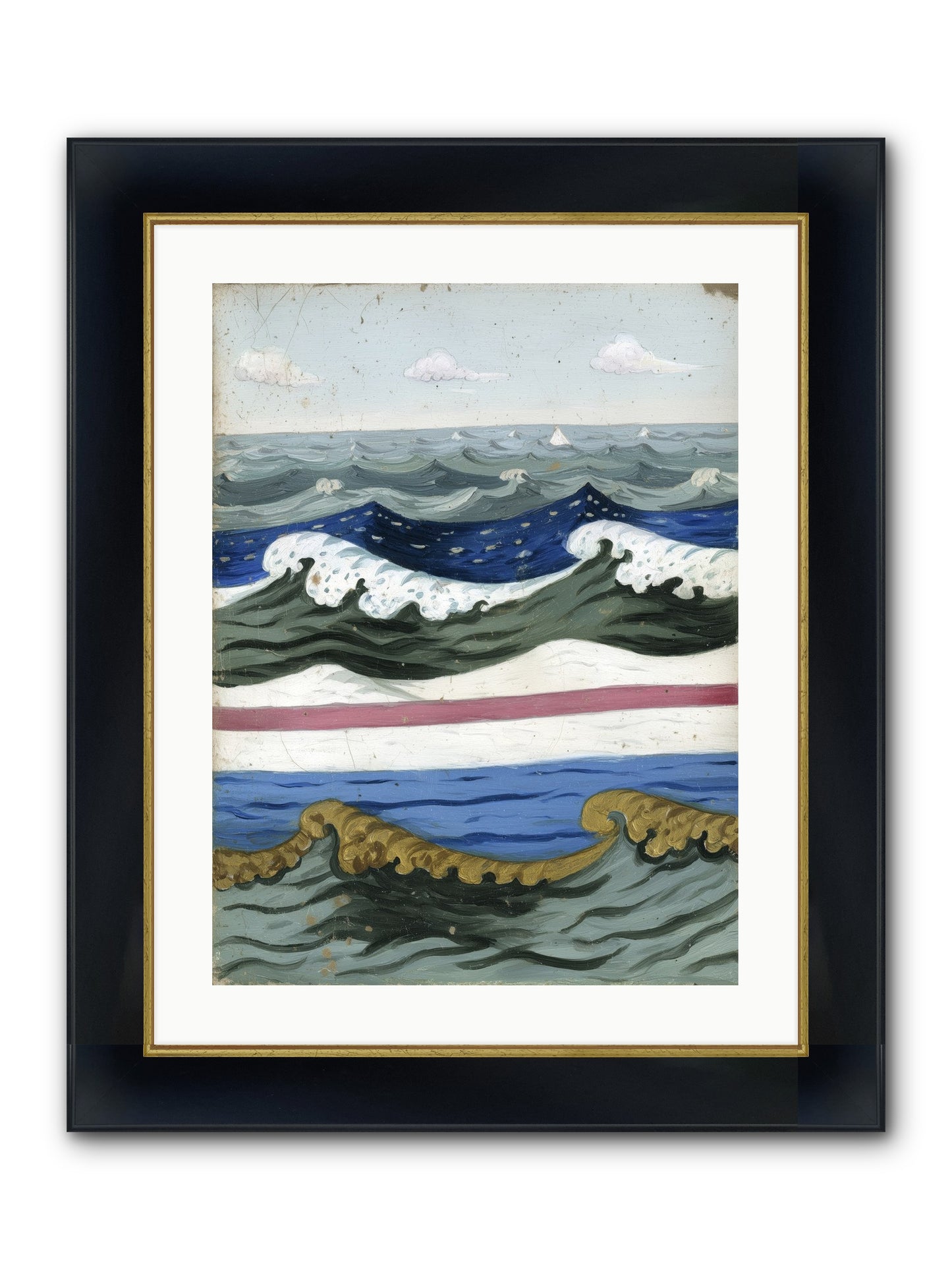 Brushed Horizon Framed Print - Wide Black w/Gold 18x24