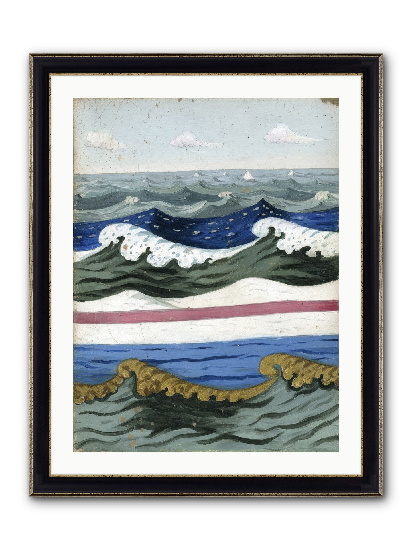 Brushed Horizon Framed Print - Black & Gold 24x32