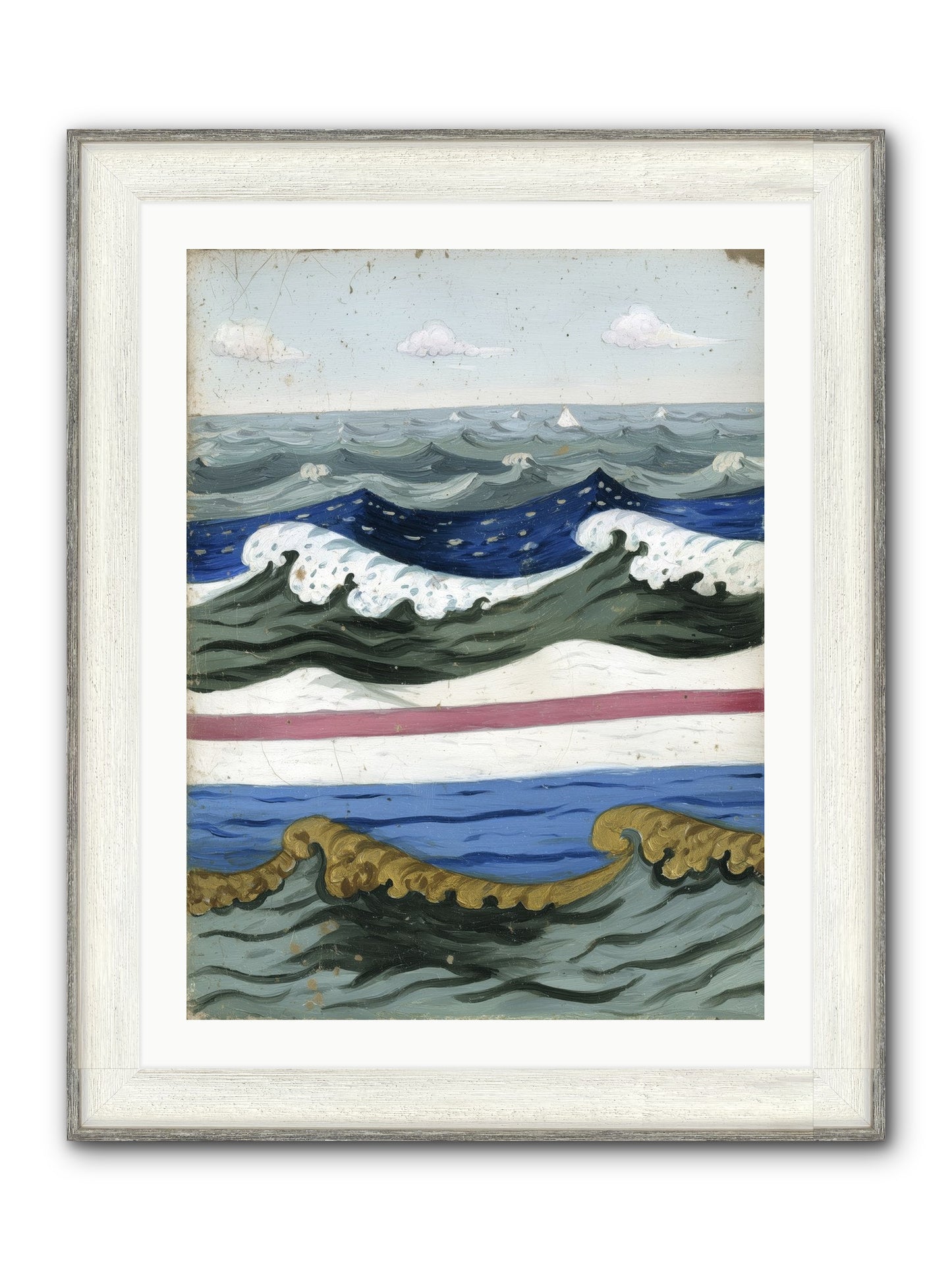 Brushed Horizon Framed Print - Driftwood White 24x32