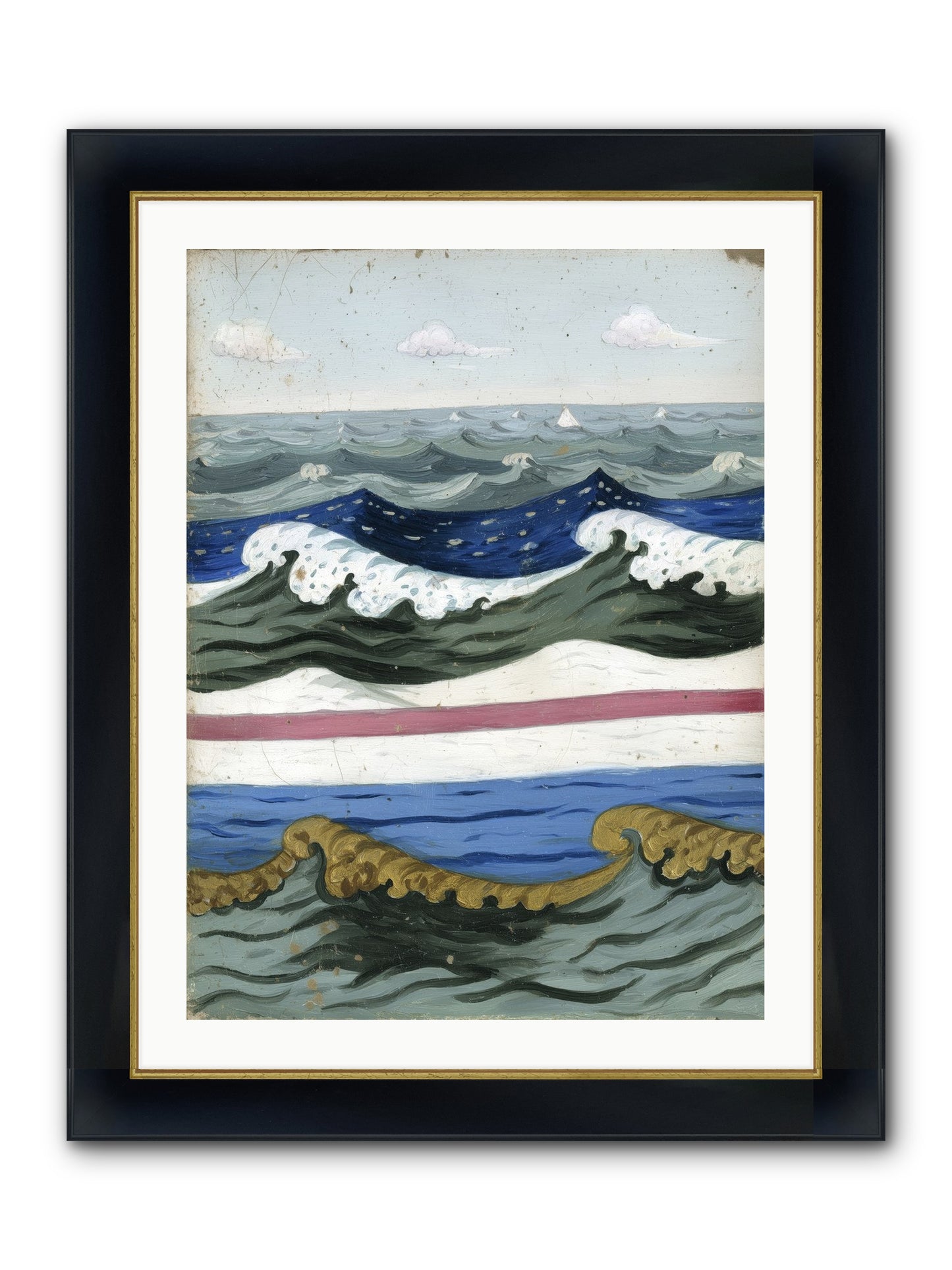 Brushed Horizon Framed Print - Wide Black w/Gold 24x32