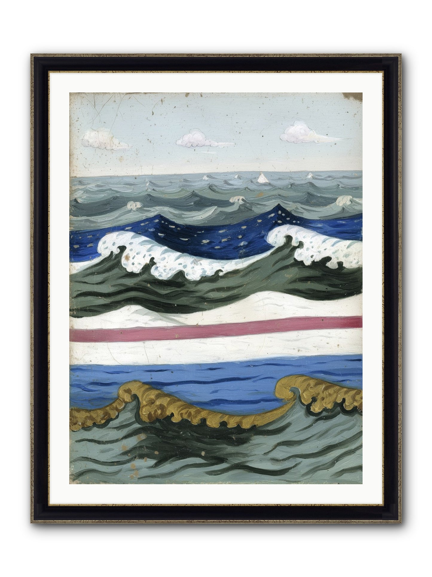 Brushed Horizon Framed Print - Black & Gold 30x40