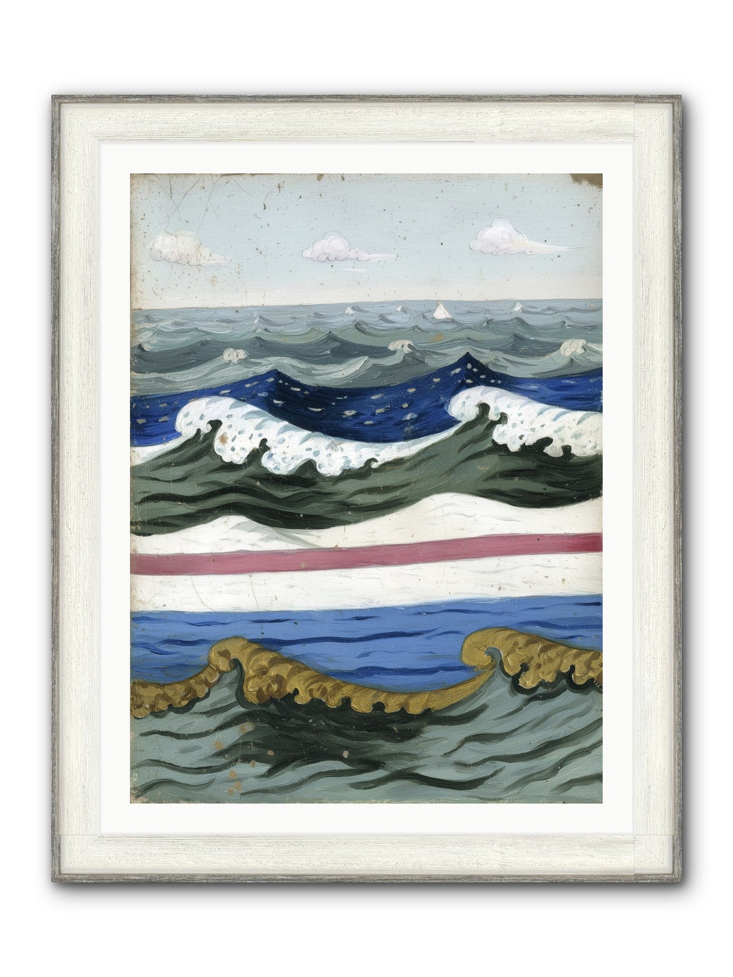 Brushed Horizon Framed Print - Driftwood White 30x40