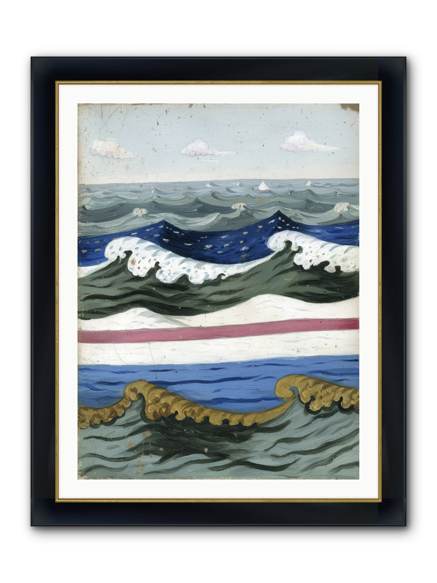 Brushed Horizon Framed Print - Wide Black w/Gold 30x40
