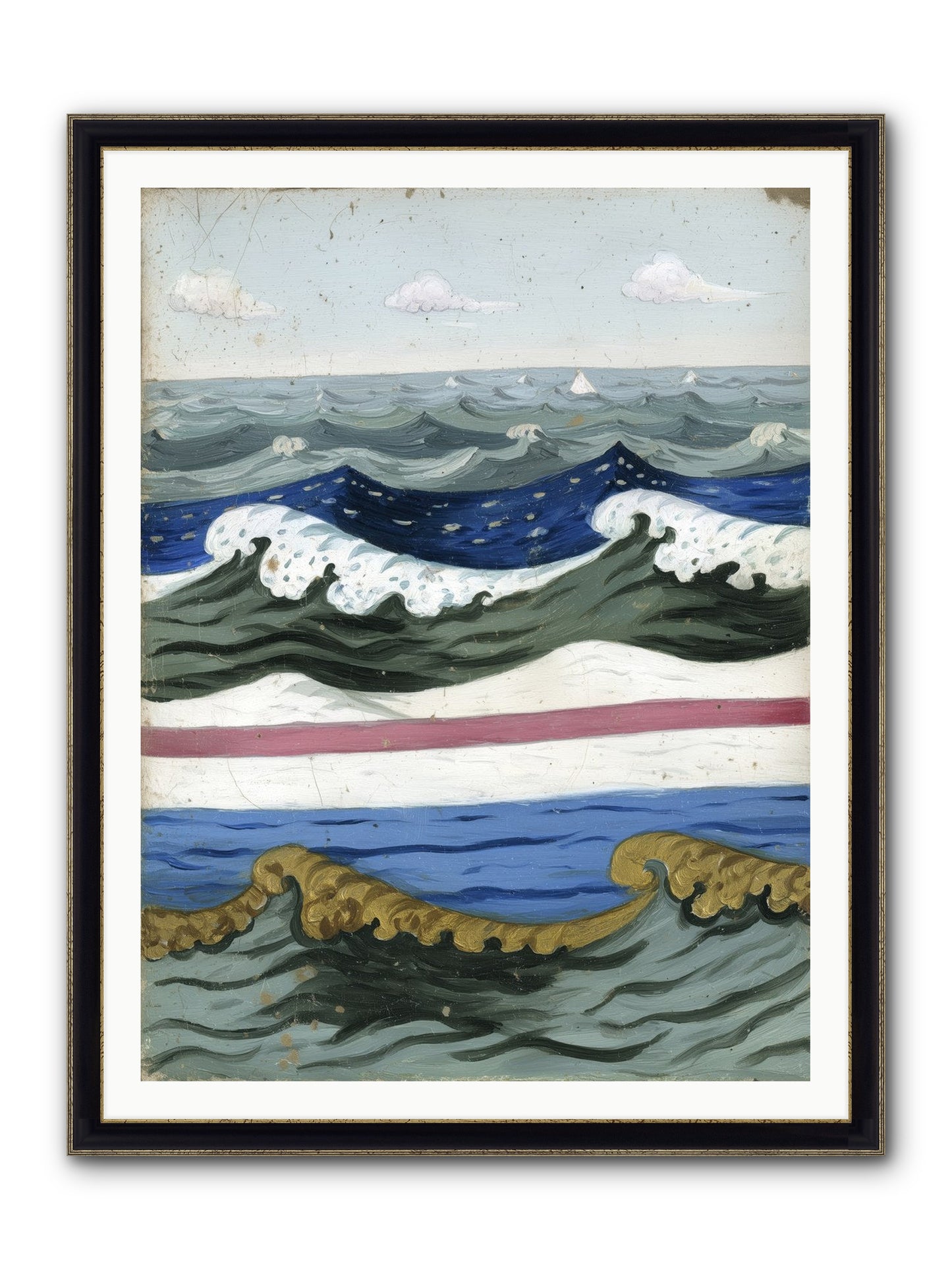 Brushed Horizon Framed Print - Black & Gold 36x48