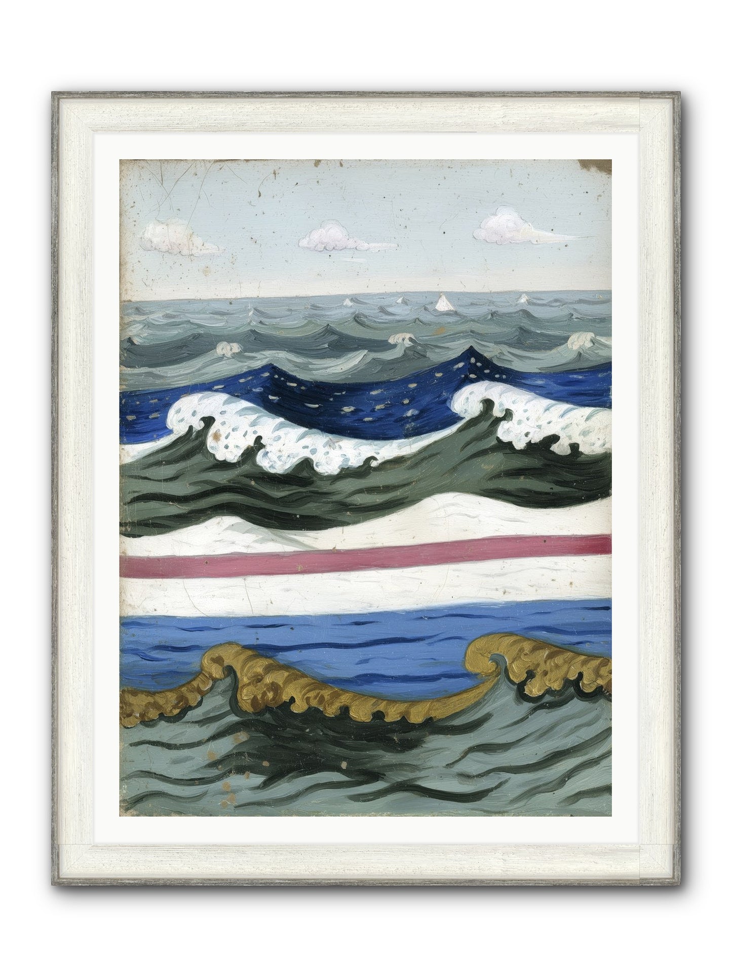 Brushed Horizon Framed Print - Driftwood White 36x48