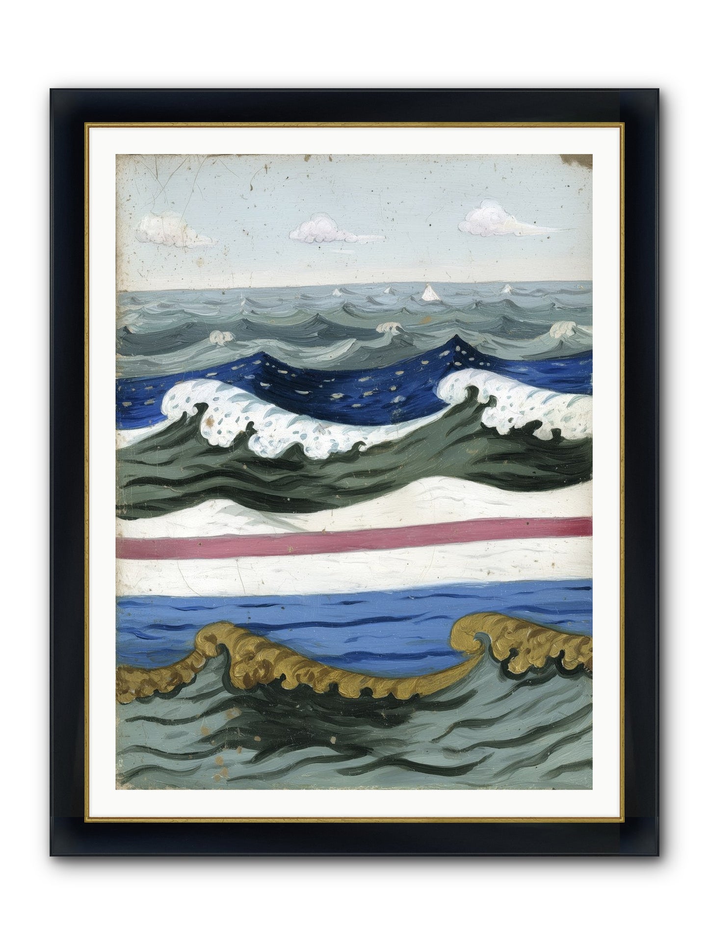 Brushed Horizon Framed Print - Wide Black w/Gold 36x48