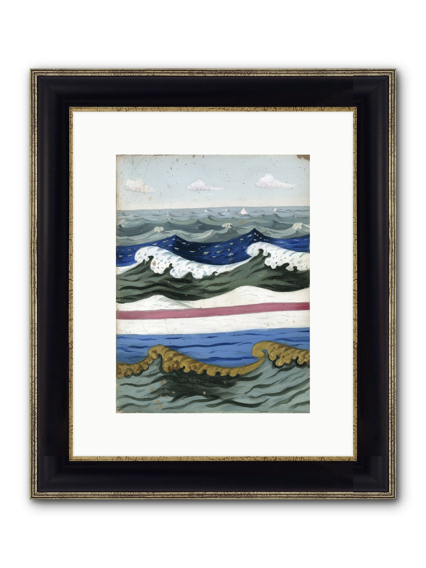 Brushed Horizon Framed Print - Black & Gold 9x12