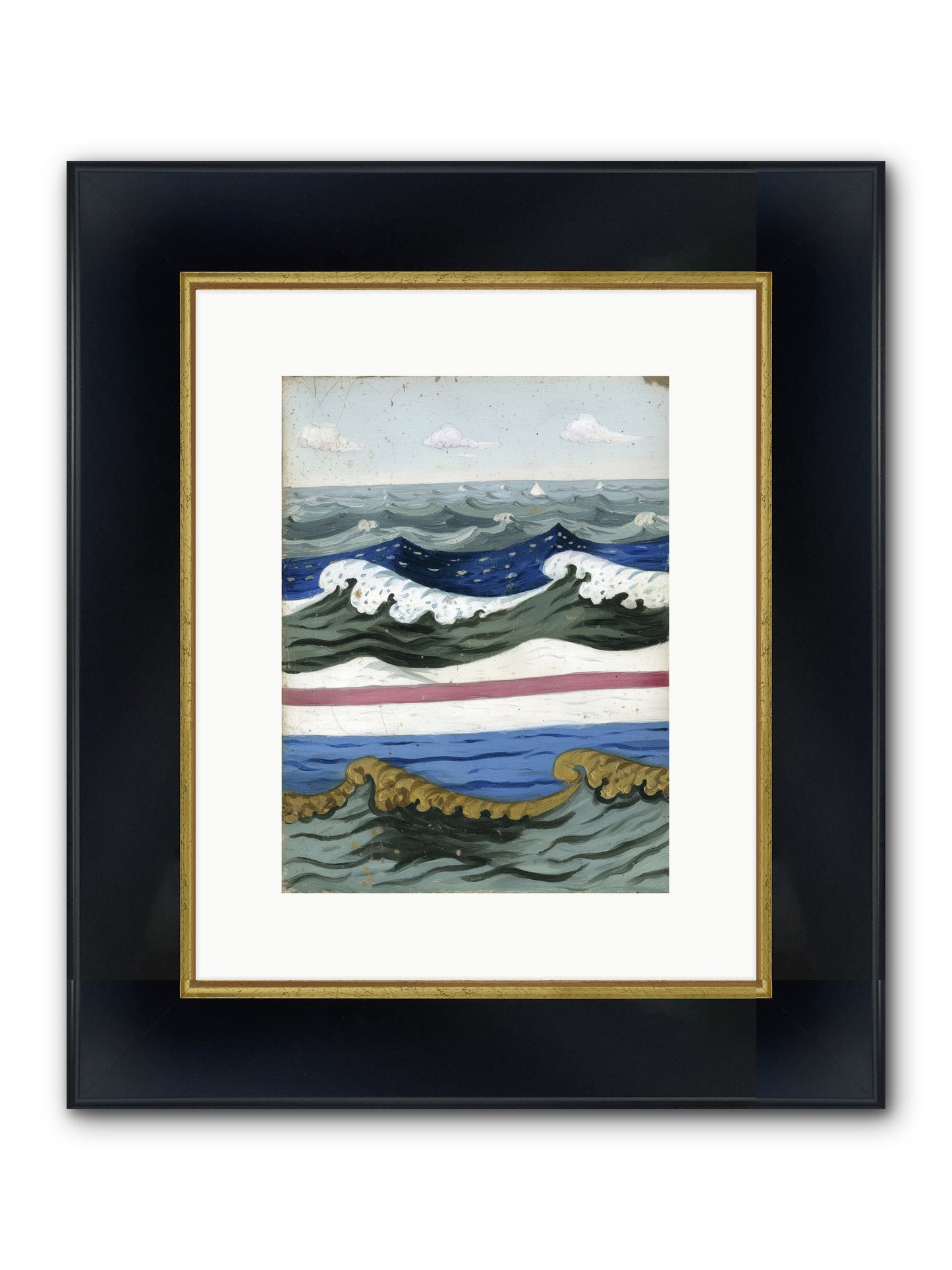 Brushed Horizon Framed Print - Wide Black w/Gold 9x12