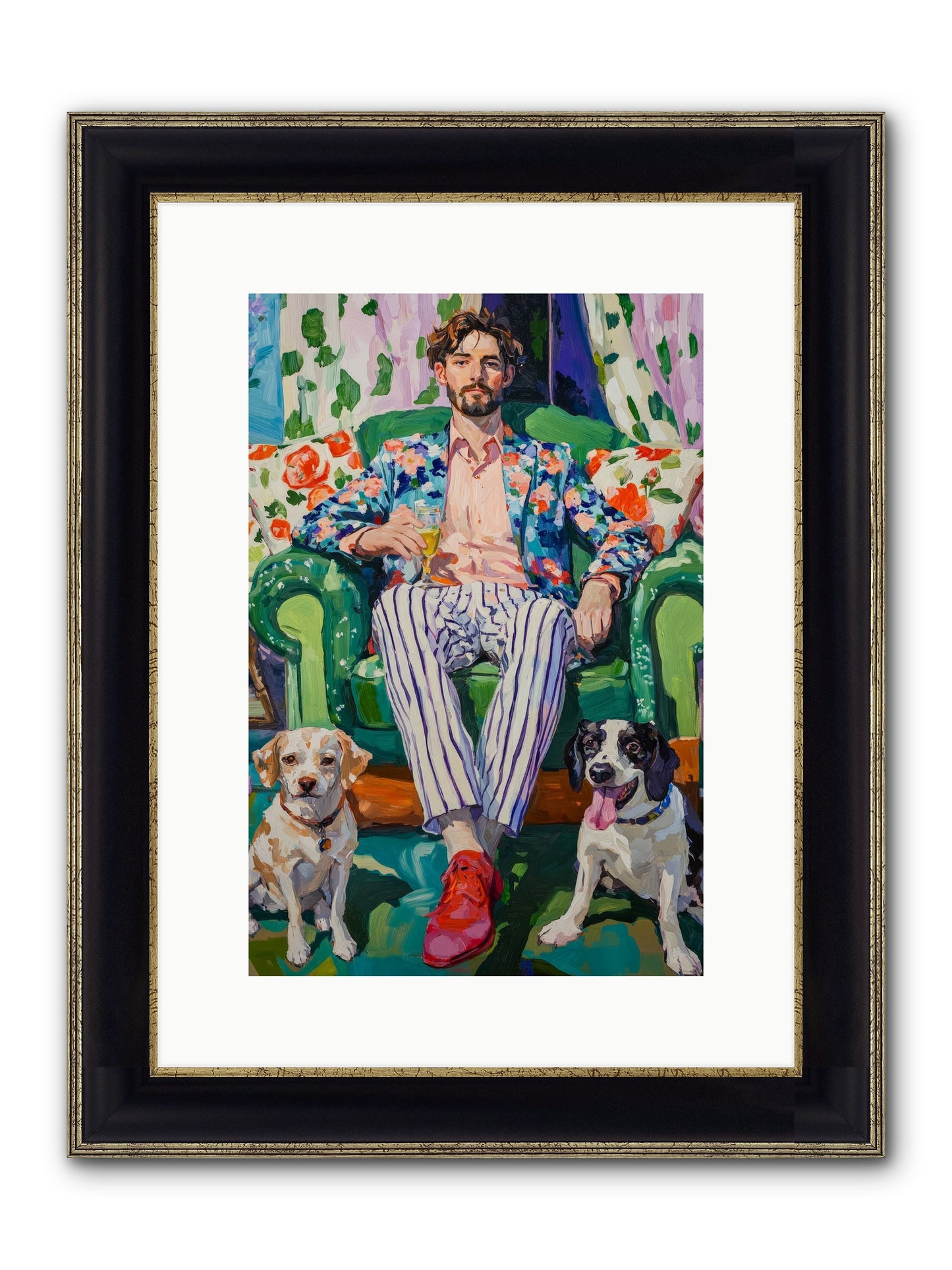 Bubbles With The Boys Framed Print - Black & Gold 10x15