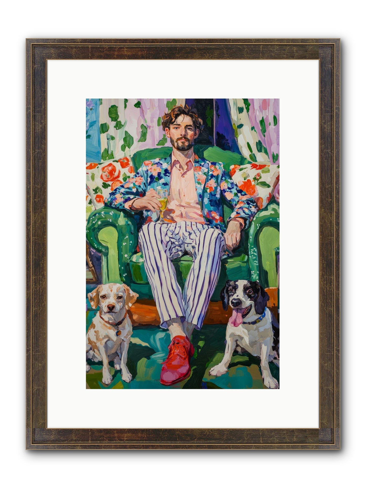 Bubbles With The Boys Framed Print - Slimwoods Black/Gold 10x15