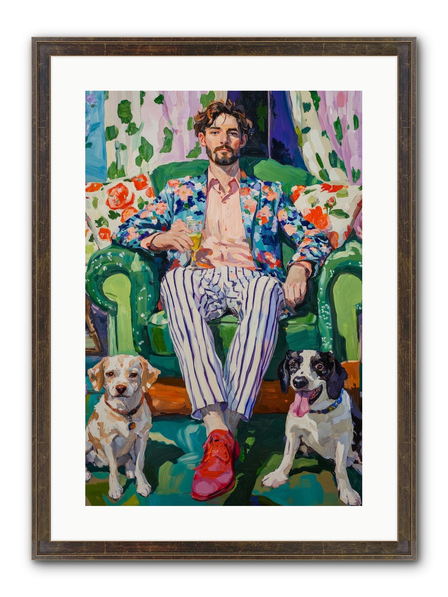 Bubbles With The Boys Framed Print - Slimwoods Black/Gold 16x24