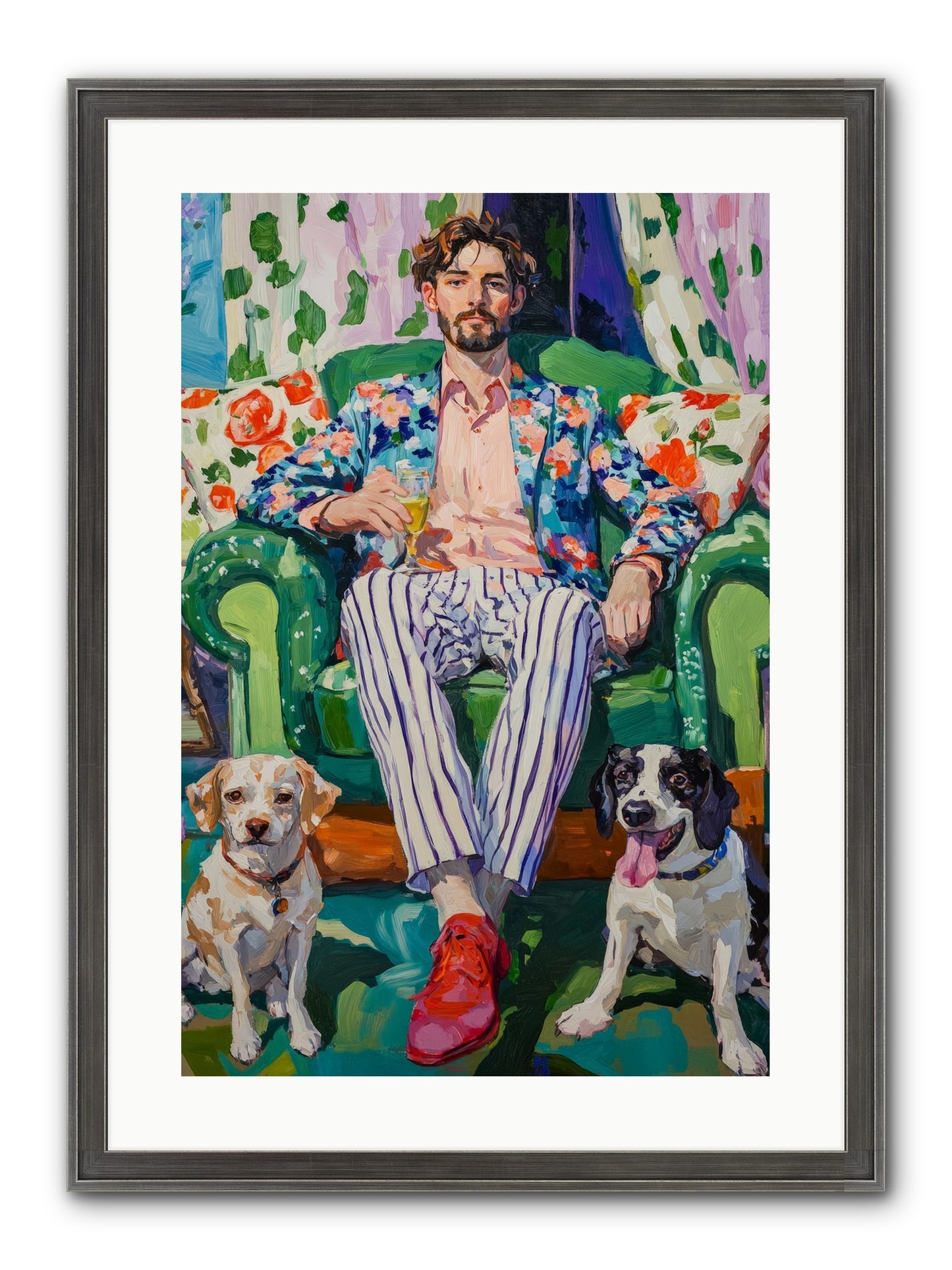Bubbles With The Boys Framed Print - Slimwoods Black/Silver 16x24