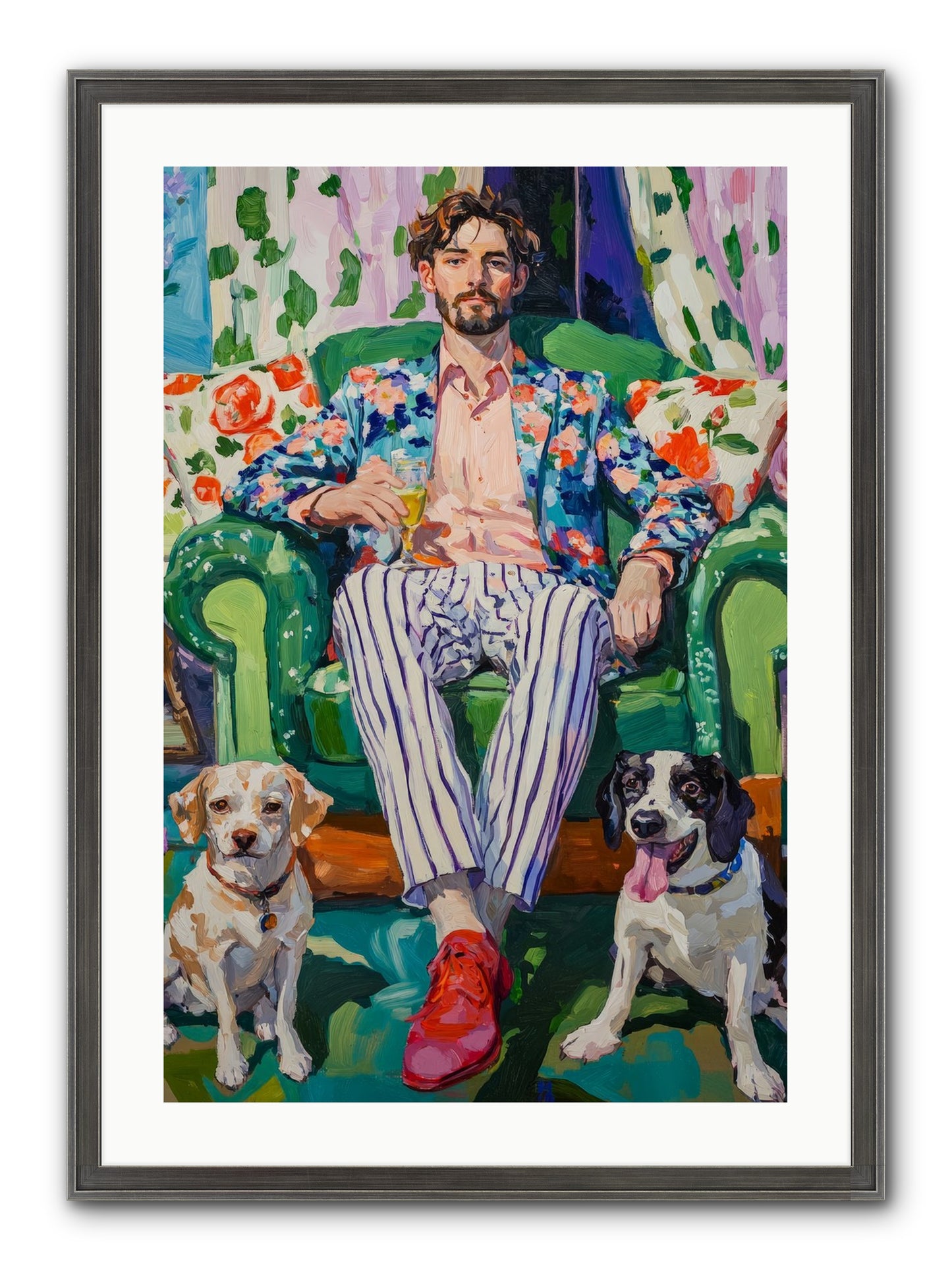Bubbles With The Boys Framed Print - Slimwoods Black/Silver 20x30