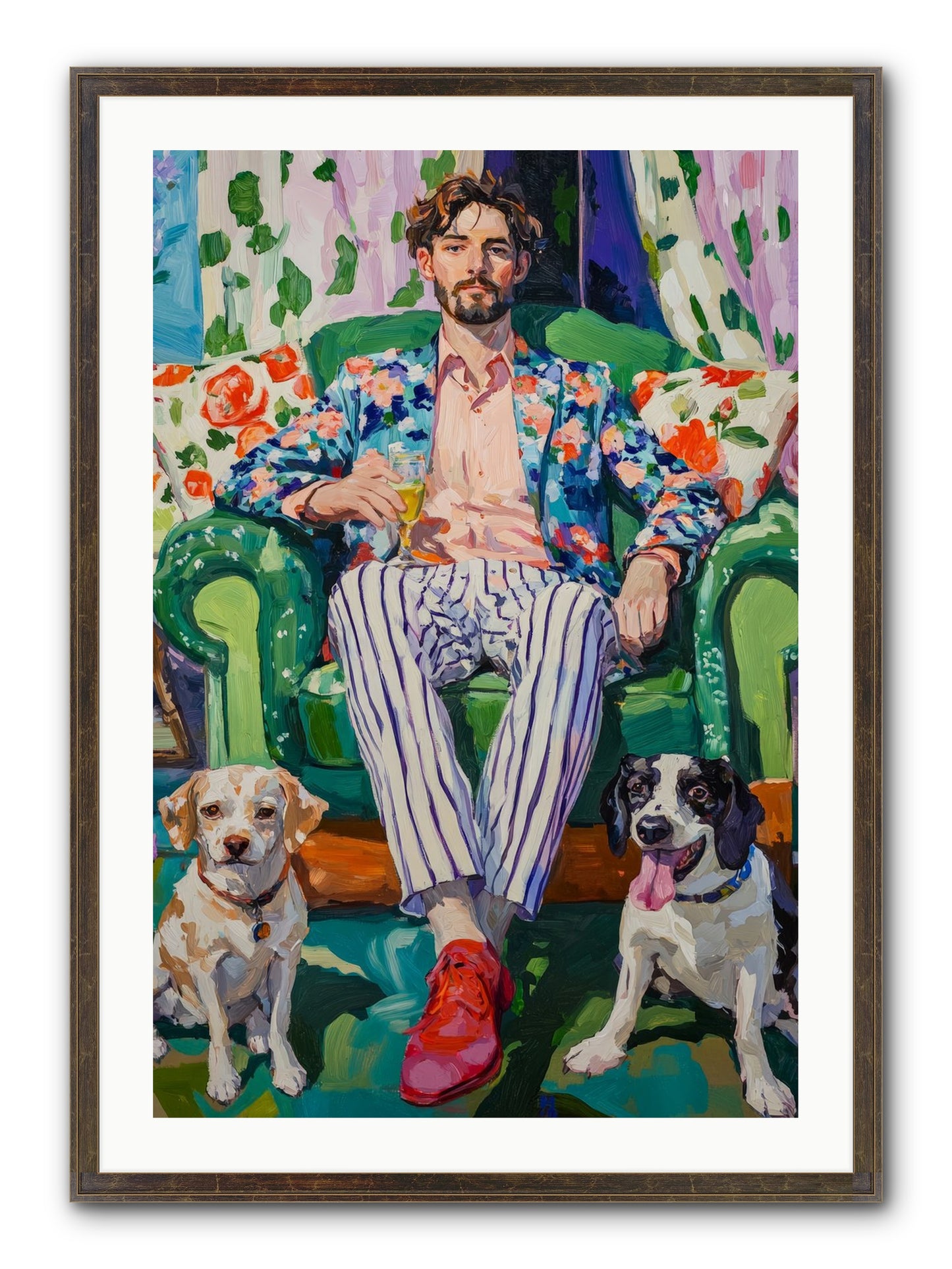 Bubbles With The Boys Framed Print - Slimwoods Black/Gold 24x36