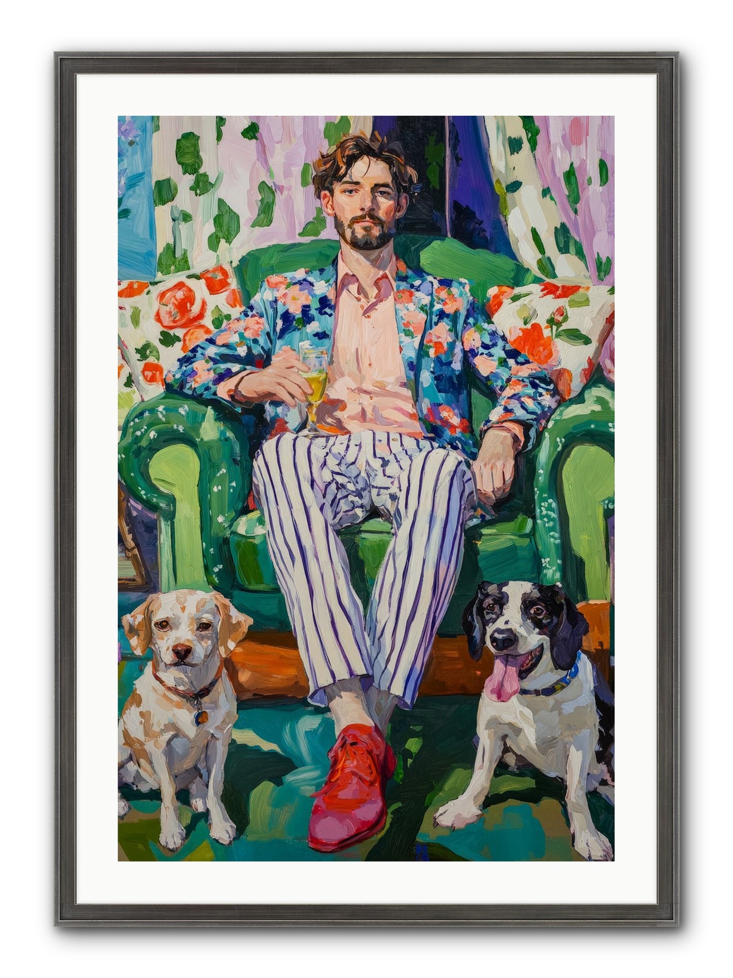 Bubbles With The Boys Framed Print - Slimwoods Black/Silver 24x36