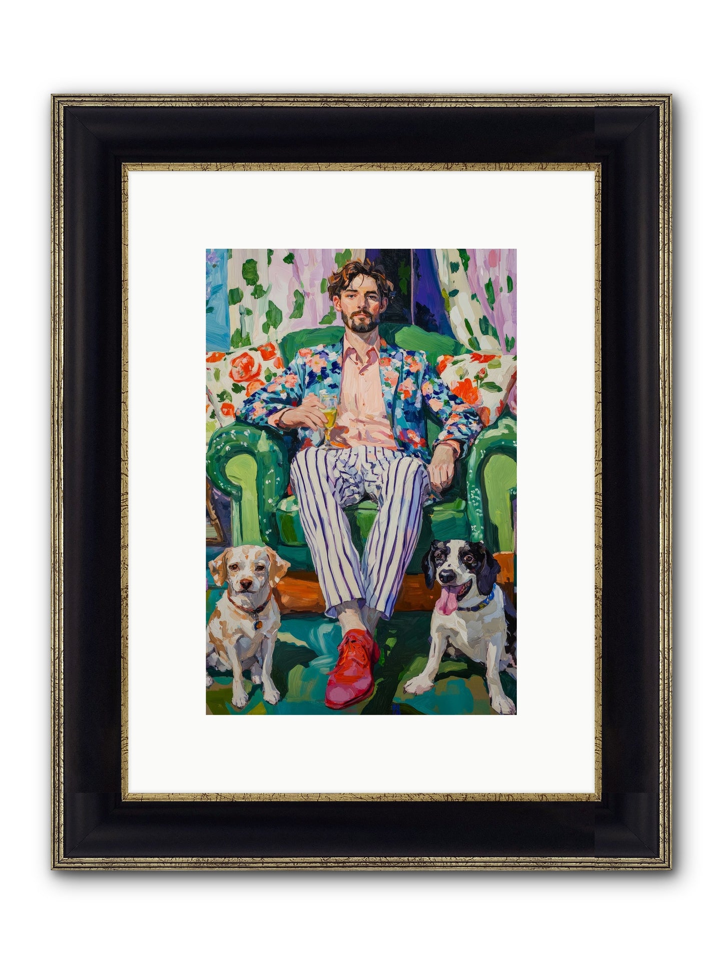 Bubbles With The Boys Framed Print - Black & Gold 8x12