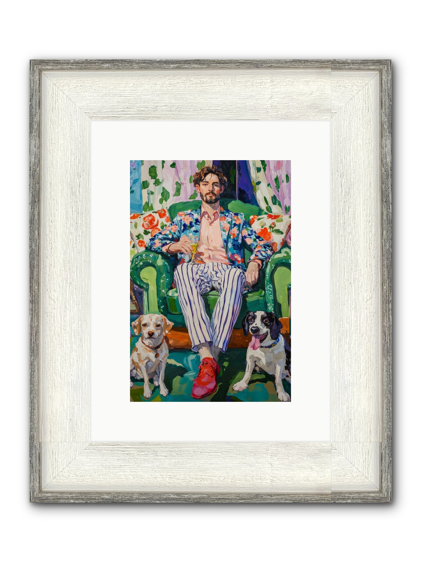 Bubbles With The Boys Framed Print - Driftwood White 8x12