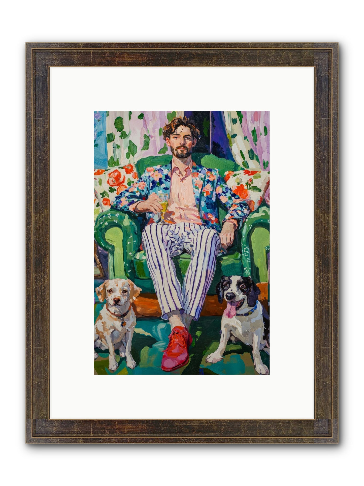 Bubbles With The Boys Framed Print - Slimwoods Black/Gold 8x12