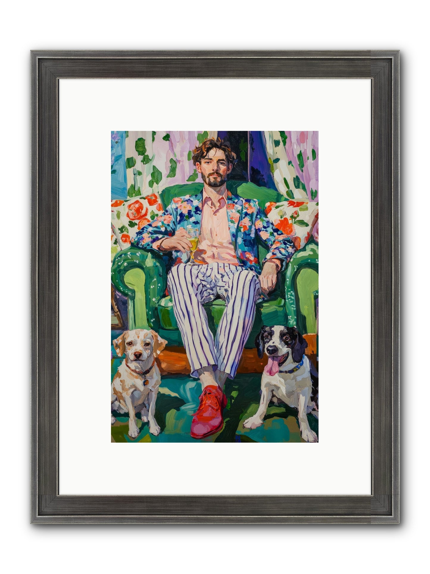 Bubbles With The Boys Framed Print - Slimwoods Black/Silver 8x12