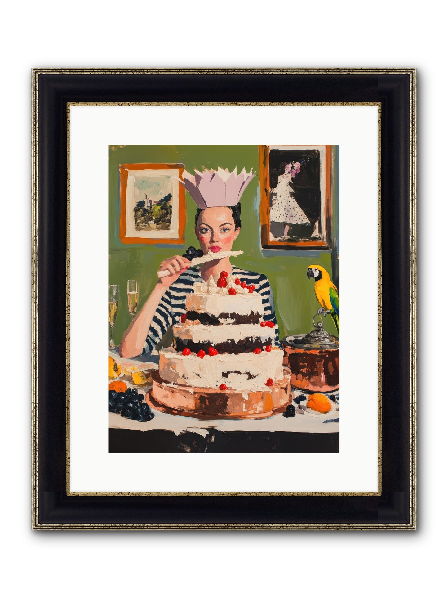 Buttercream Baroness Framed Print - Black & Gold 12x16