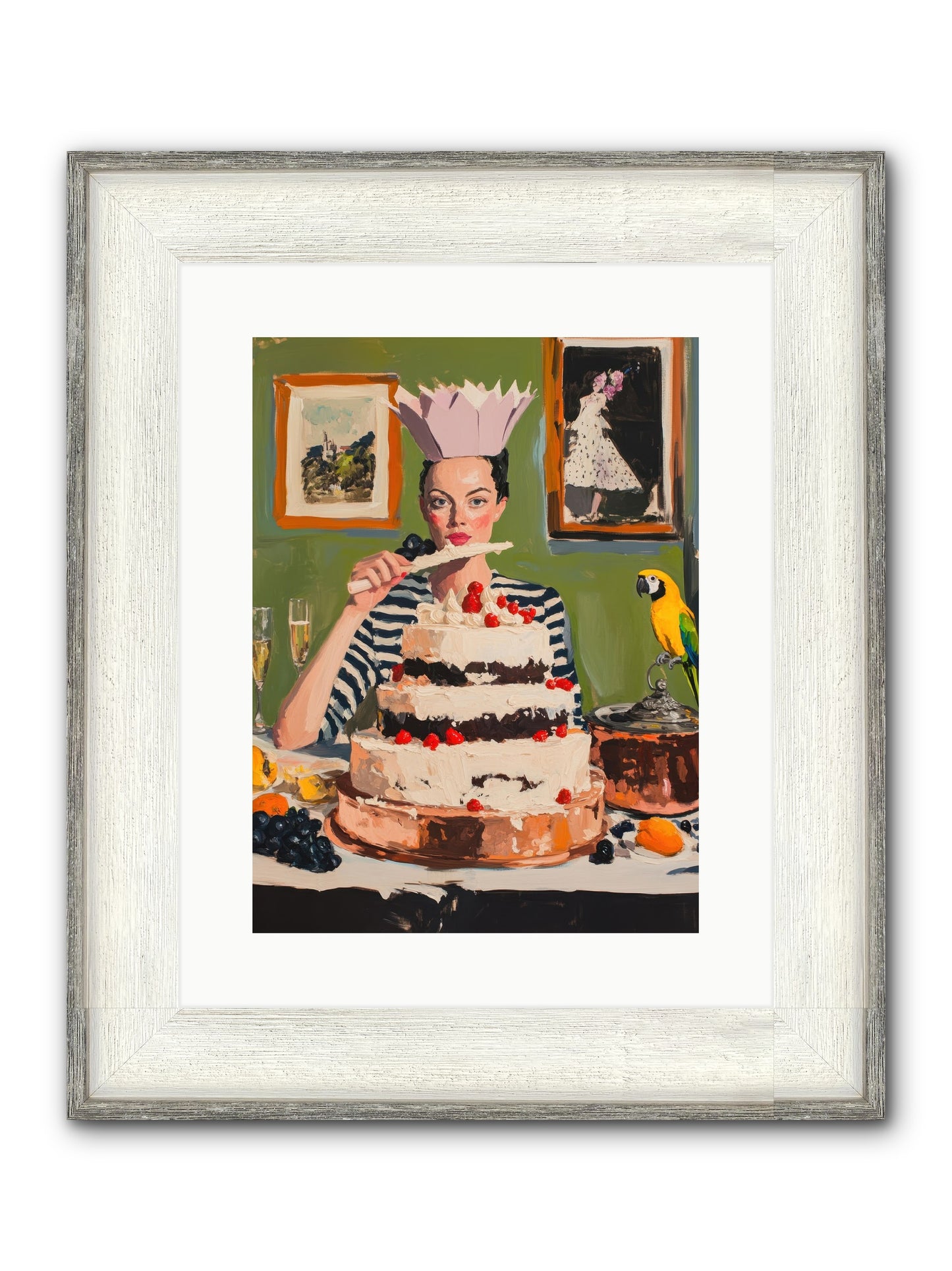 Buttercream Baroness Framed Print - Driftwood White 12x16