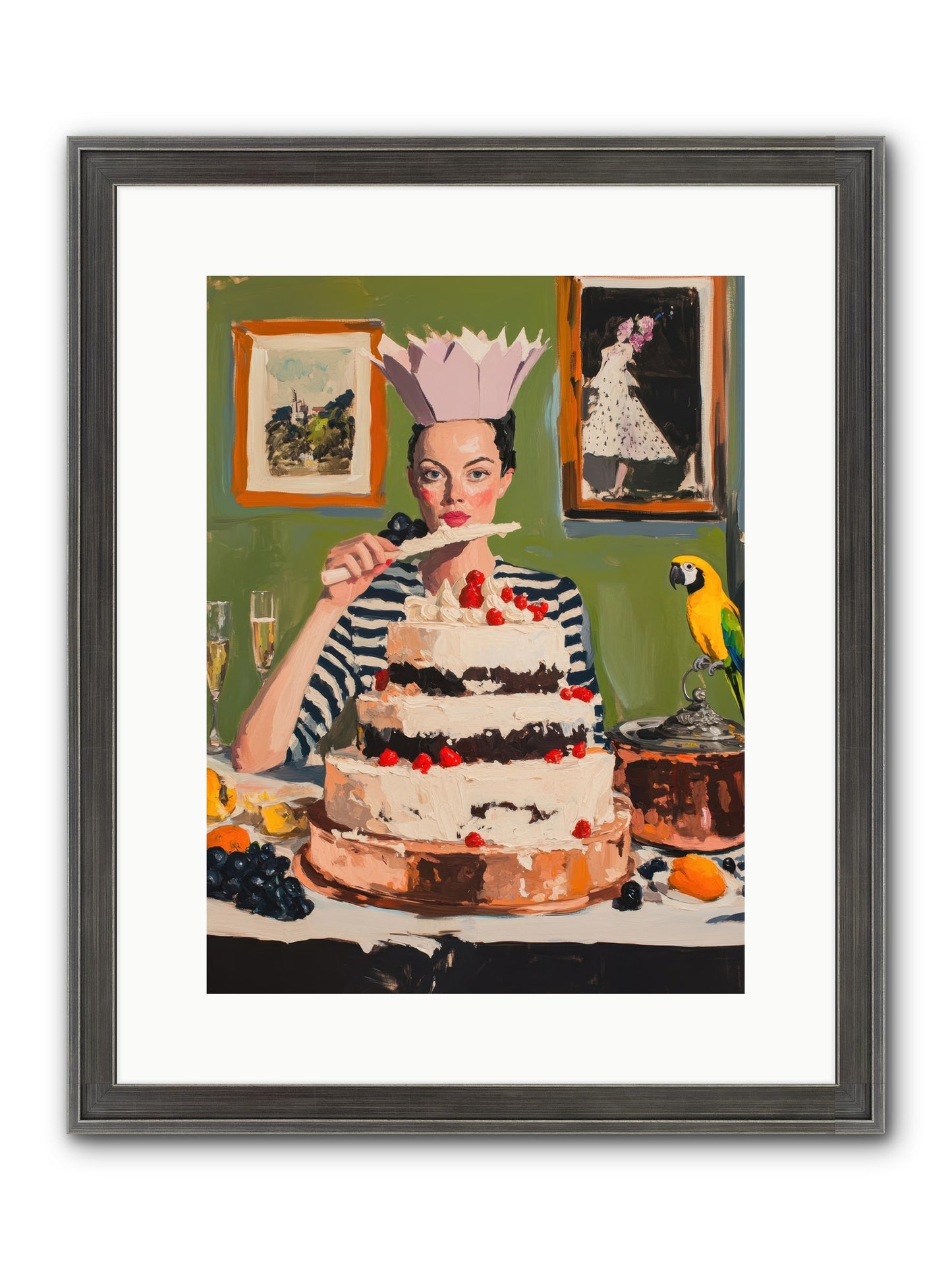 Buttercream Baroness Framed Print - Slimwoods Black/Silver 12x16
