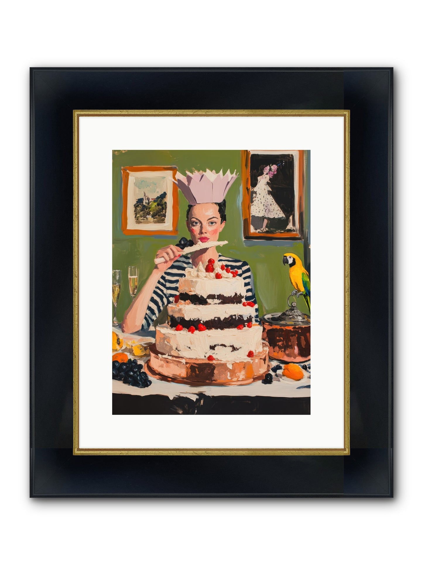 Buttercream Baroness Framed Print - Wide Black w/Gold 12x16