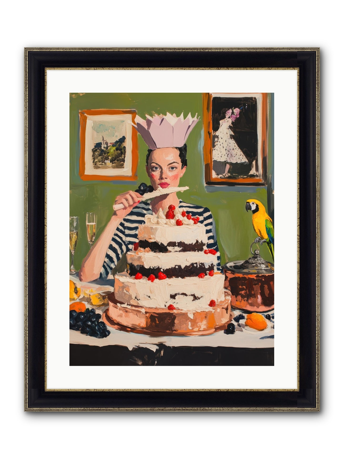 Buttercream Baroness Framed Print - Black & Gold 18x24