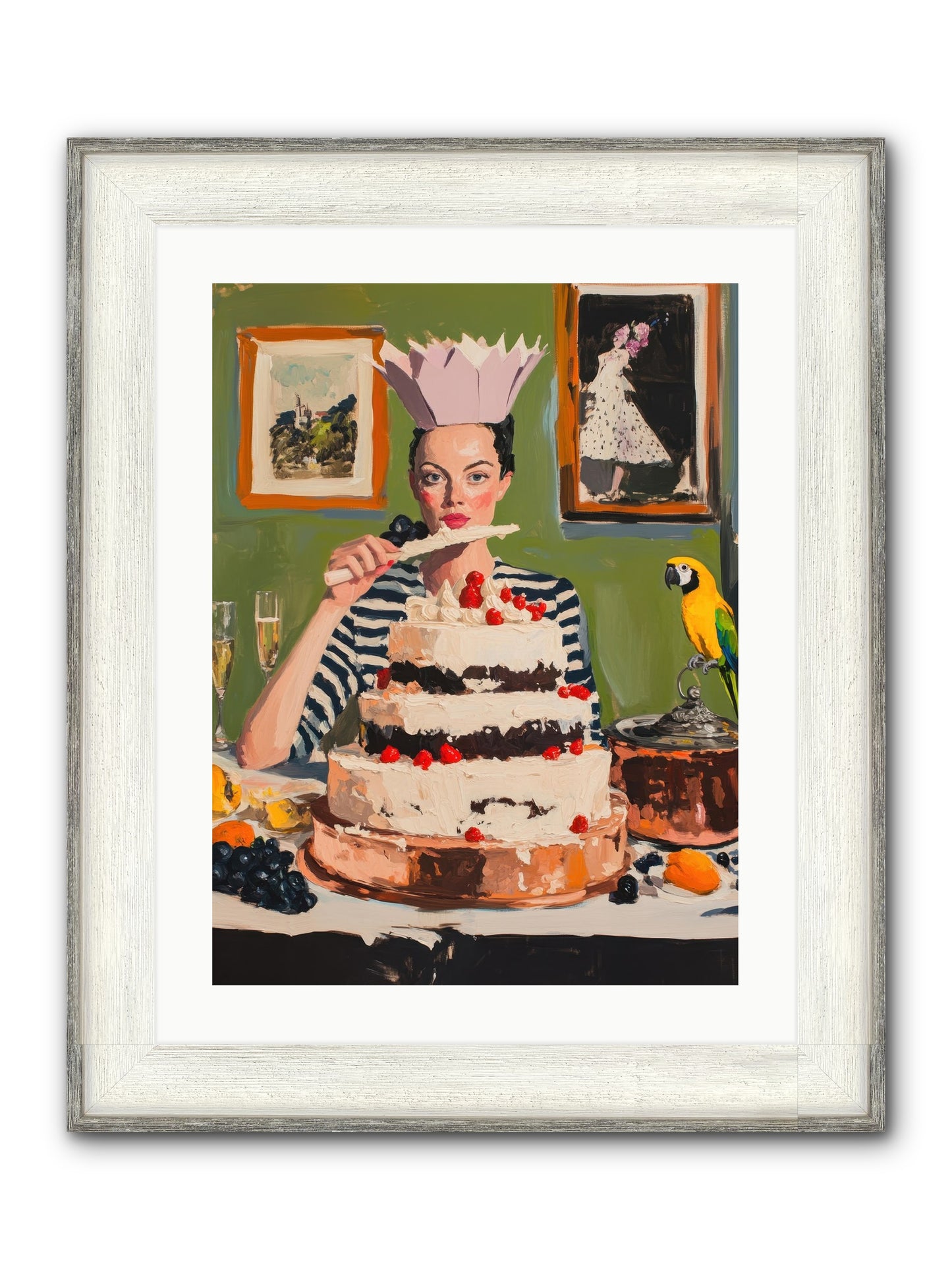 Buttercream Baroness Framed Print - Driftwood White 18x24