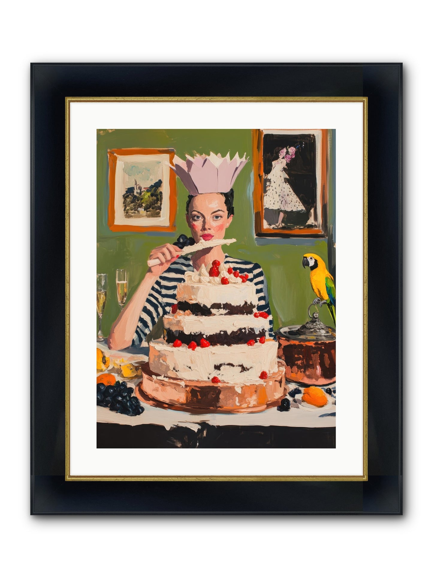 Buttercream Baroness Framed Print - Wide Black w/Gold 18x24