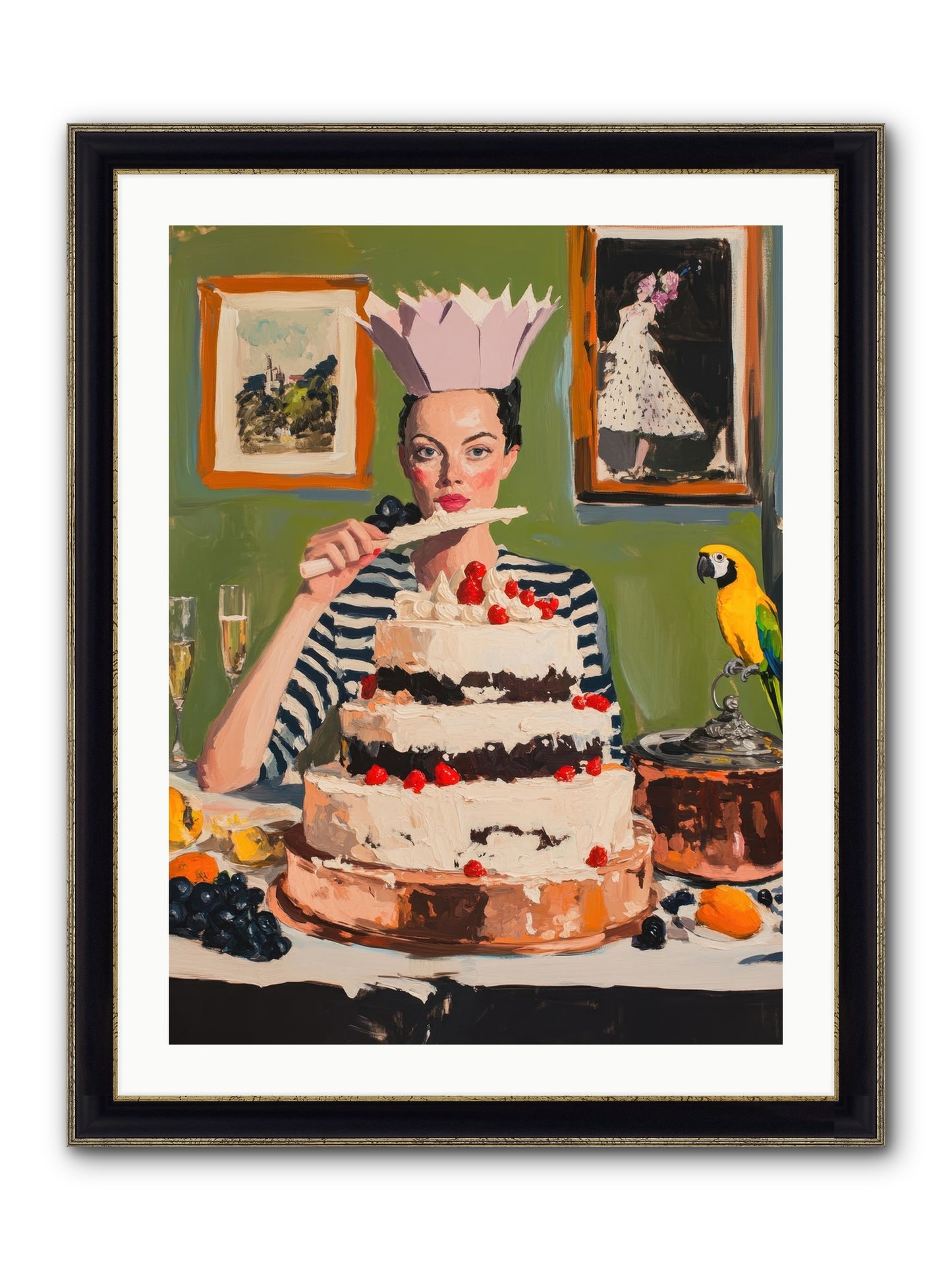 Buttercream Baroness Framed Print - Black & Gold 24x32