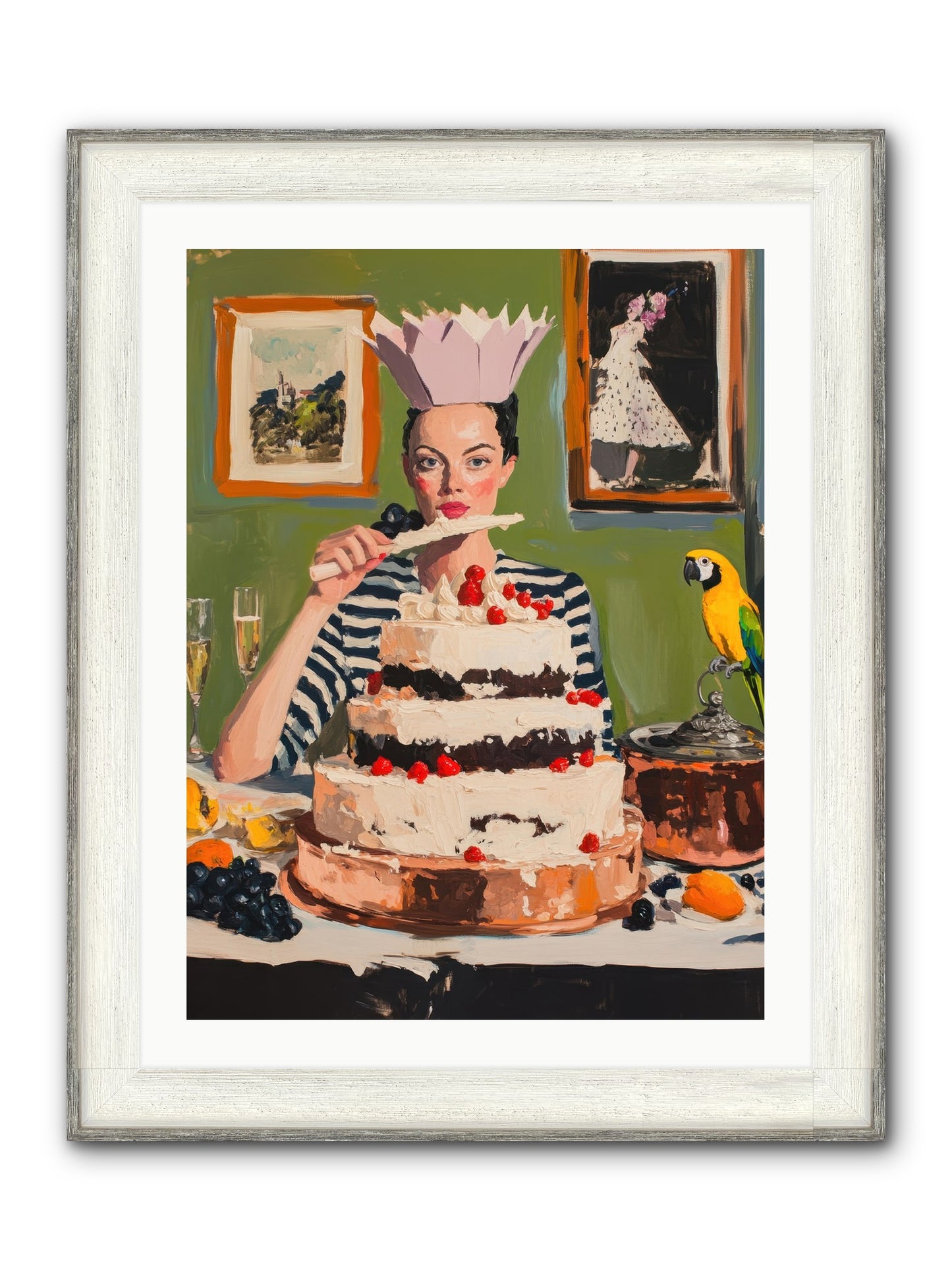 Buttercream Baroness Framed Print - Driftwood White 24x32