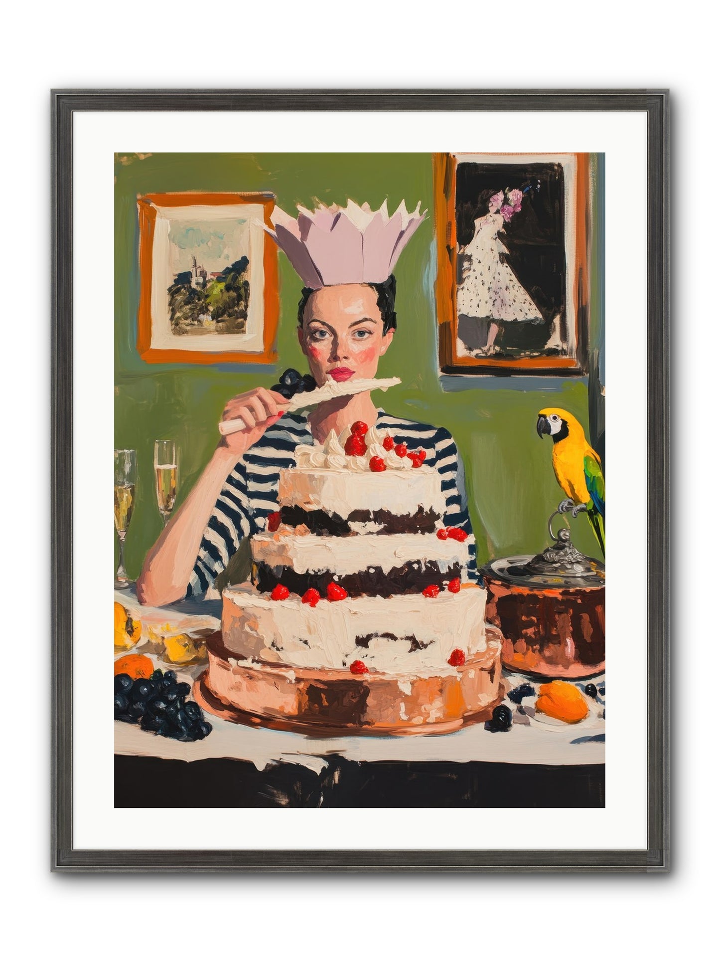 Buttercream Baroness Framed Print - Slimwoods Black/Silver 24x32