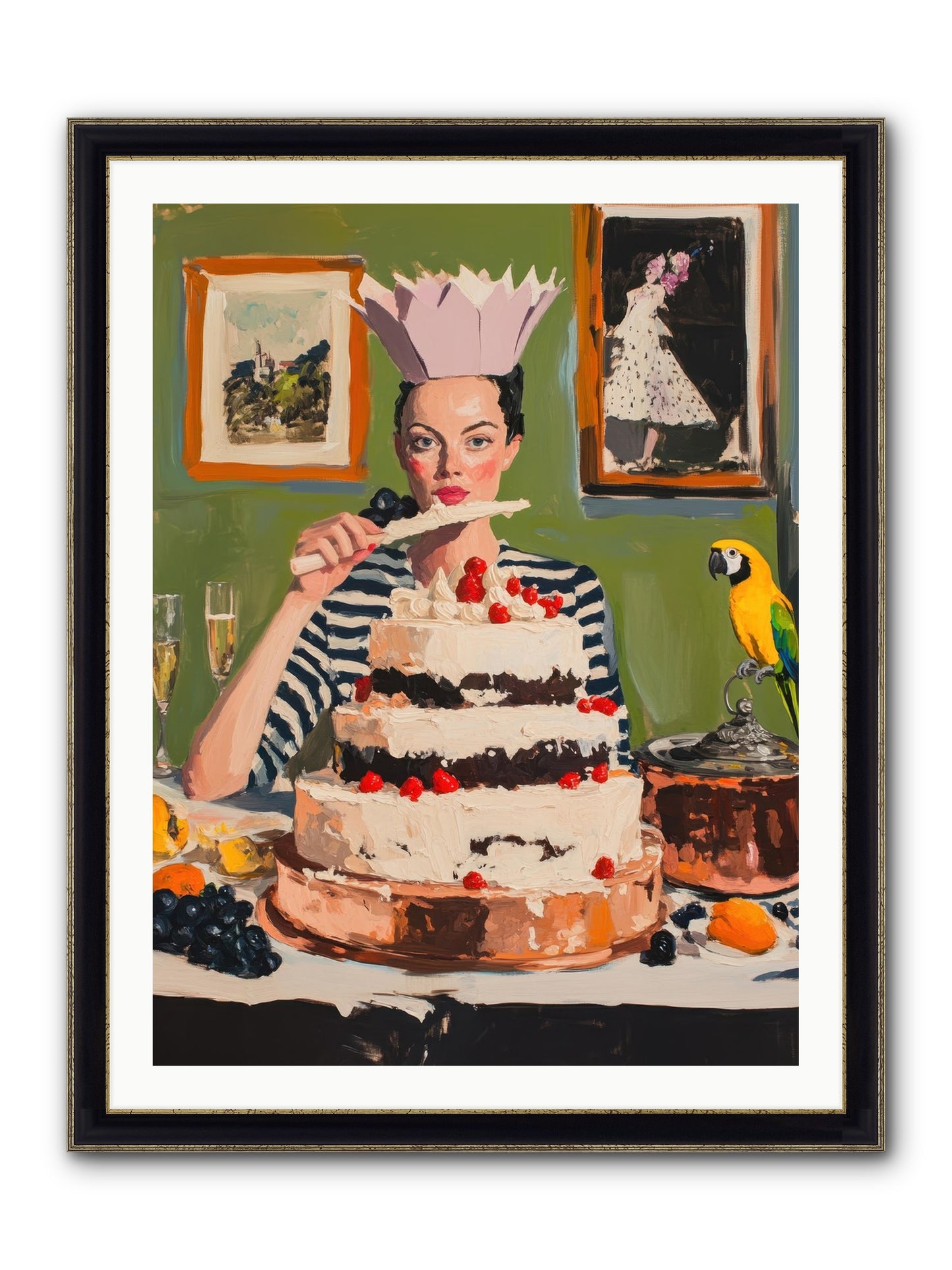 Buttercream Baroness Framed Print - Black & Gold 30x40