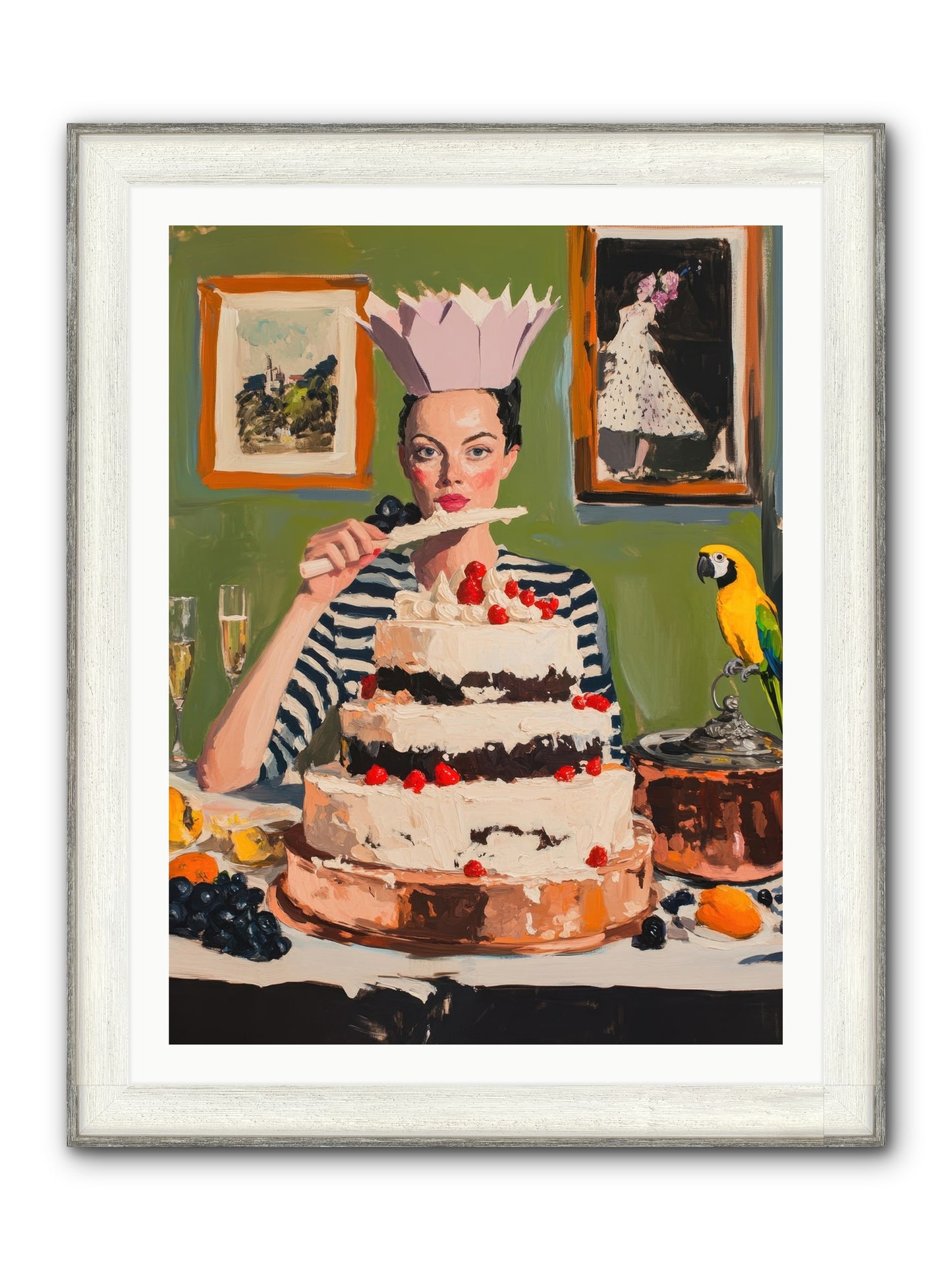 Buttercream Baroness Framed Print - Driftwood White 30x40