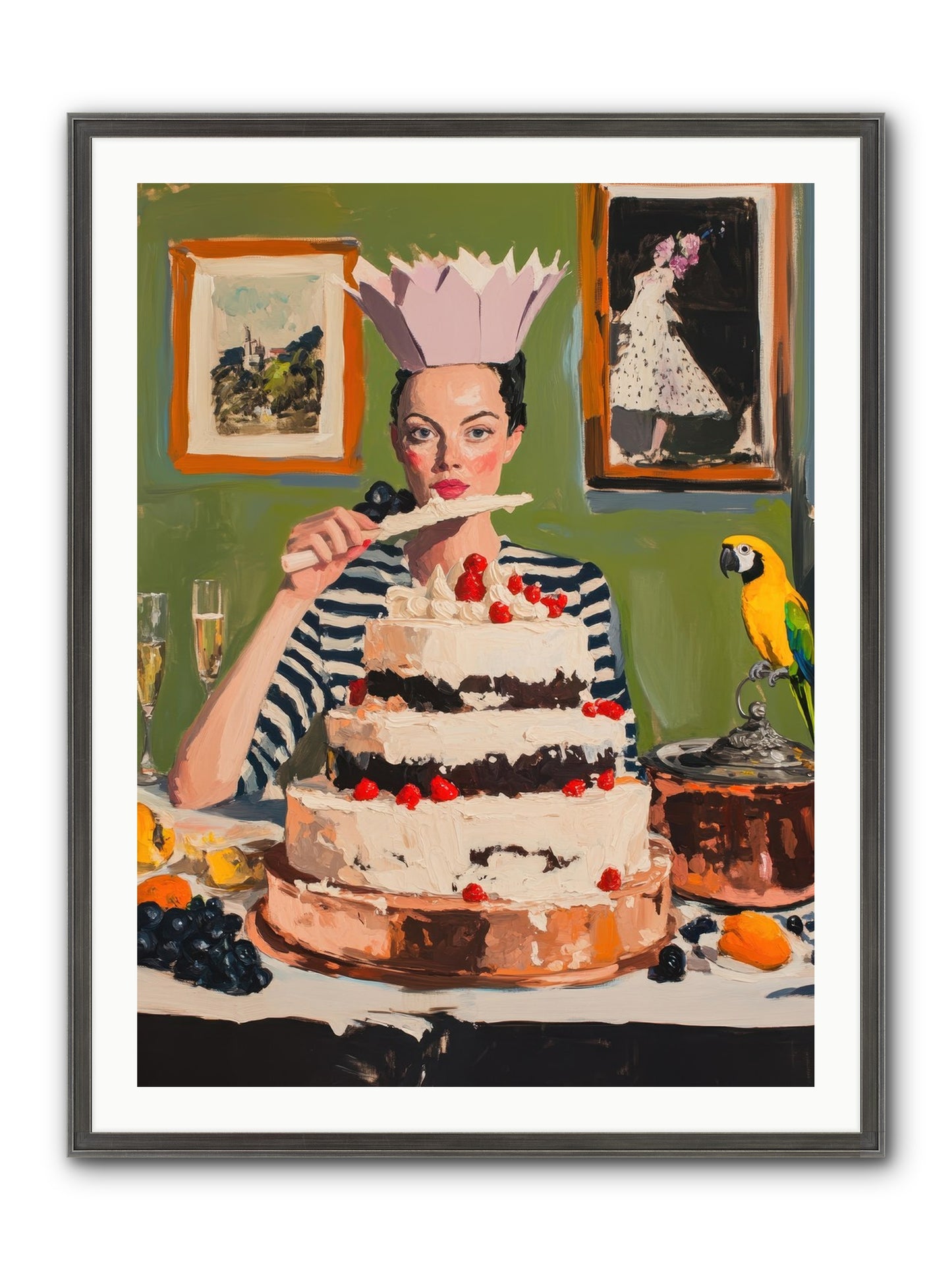 Buttercream Baroness Framed Print - Slimwoods Black/Silver 30x40